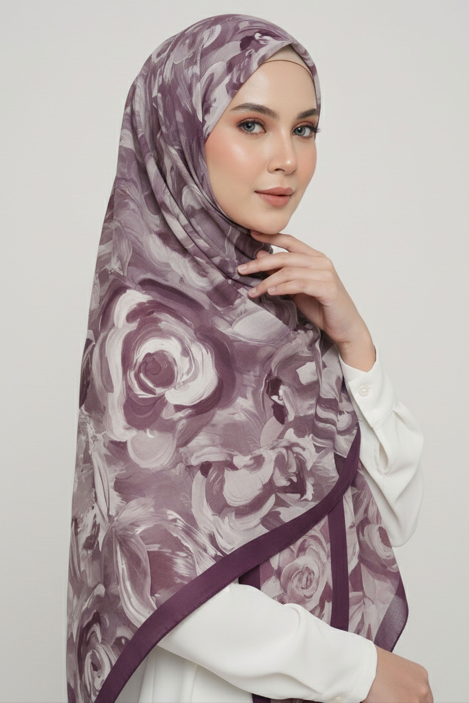 Flower Garden Serisi Pamuklu Şal - 28090-MURDUM - 1