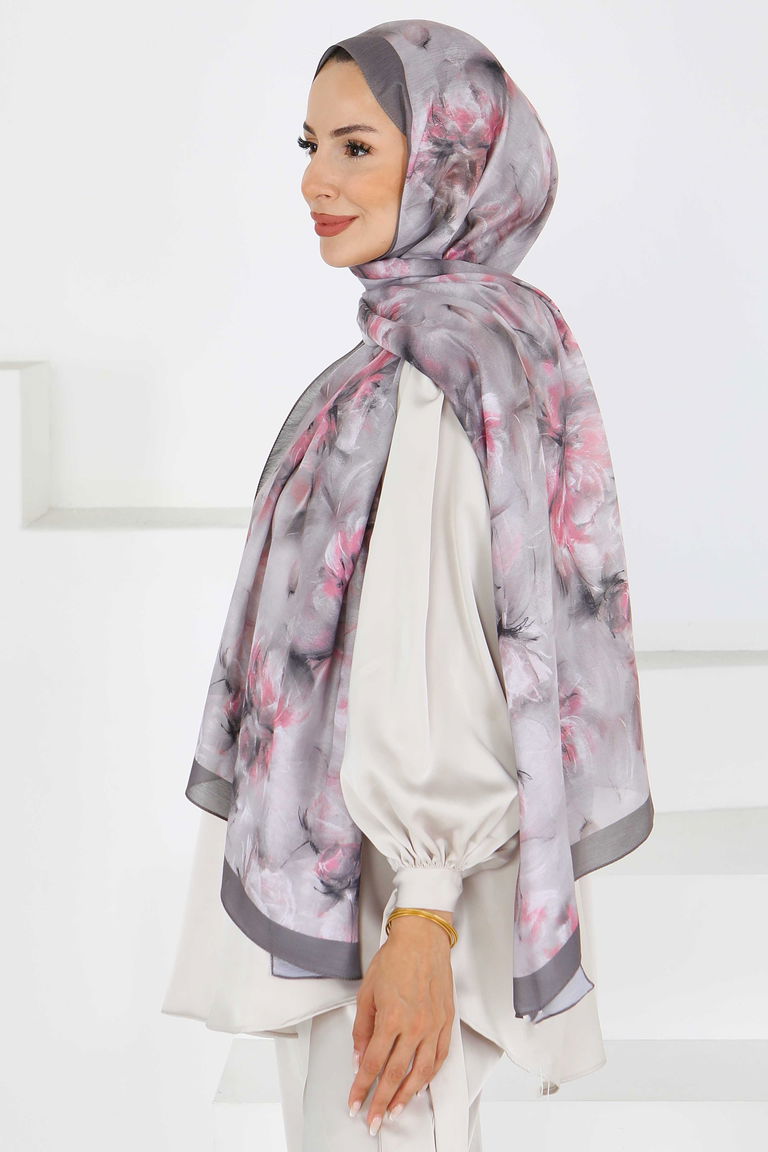 Flower Serisi Lotus Desenli Şal - 27596 - TOFİSA