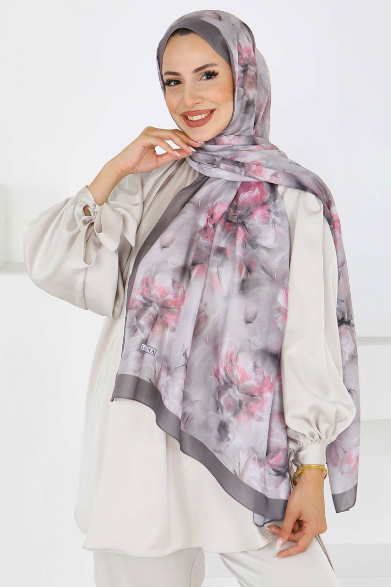 Flower Serisi Lotus Desenli Şal - 27596 - TOFİSA