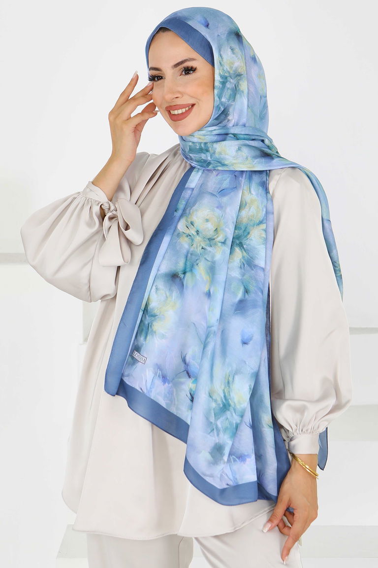 Flower Serisi Lotus Desenli Şal - 27596 - TOFİSA