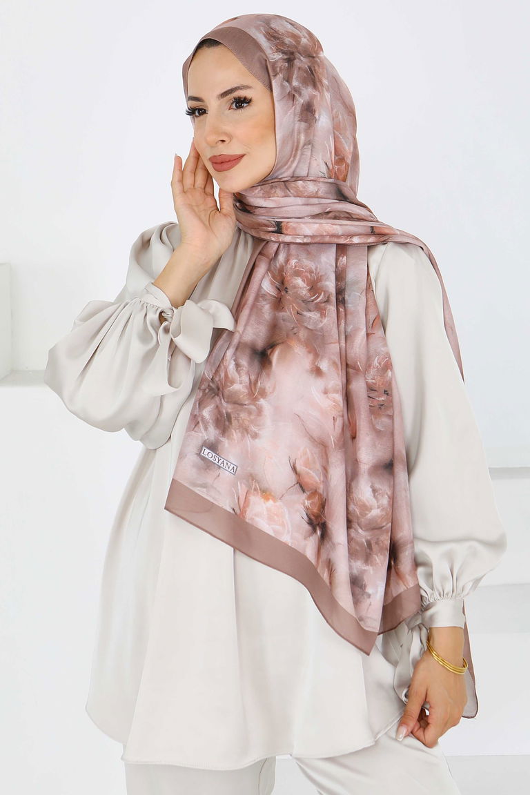 Flower Serisi Lotus Desenli Şal - 27596 - TOFİSA