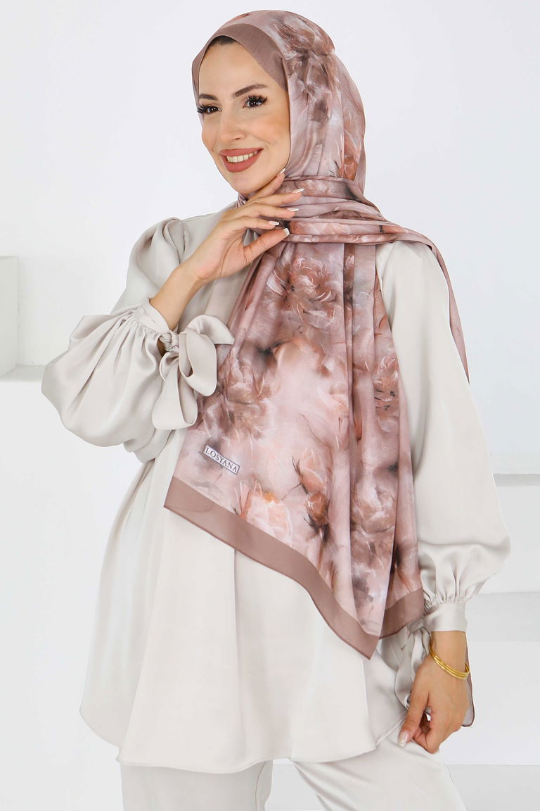 Flower Serisi Lotus Desenli Şal - 27596 - TOFİSA