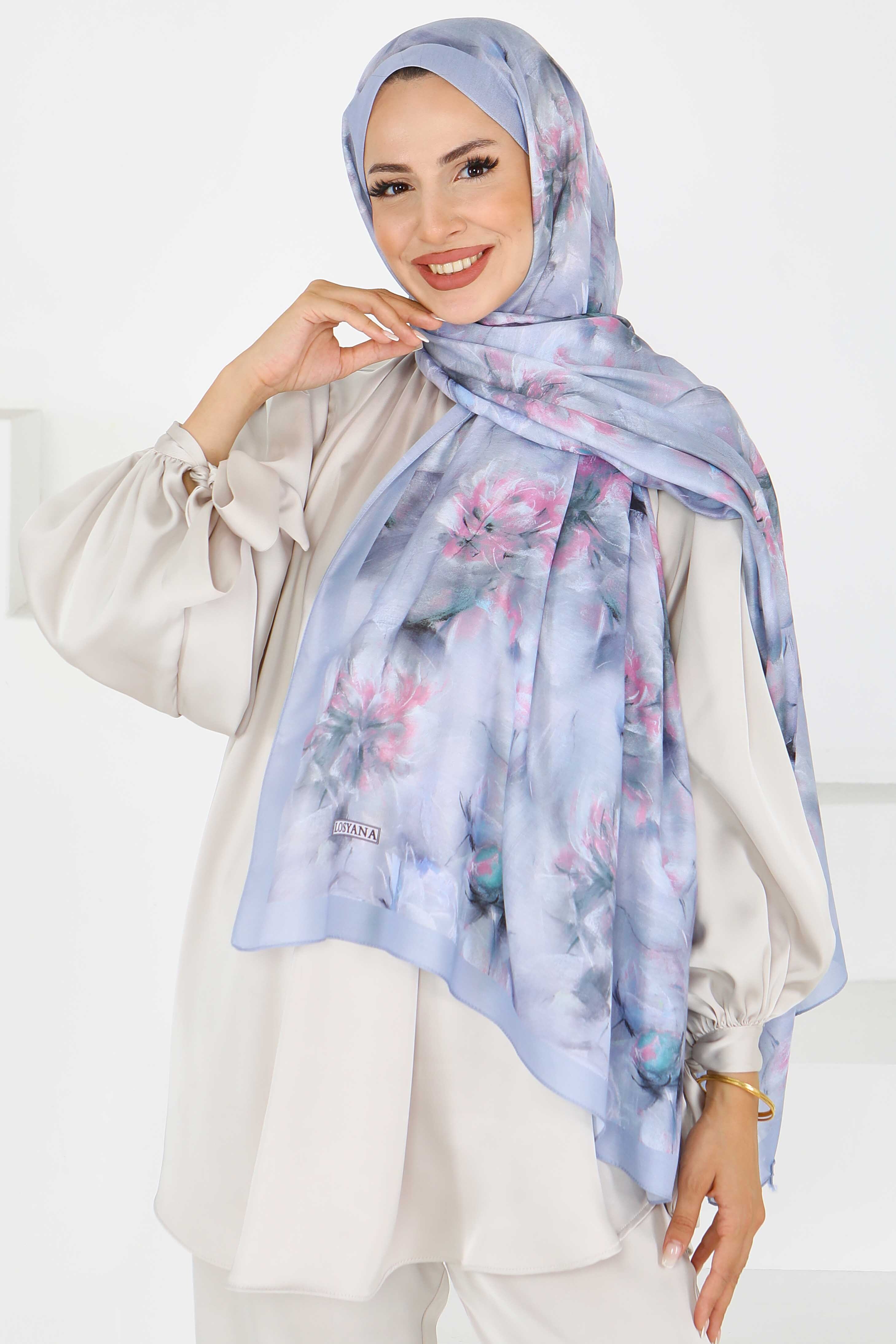 Flower Serisi Lotus Desenli Şal - 27596 - 2