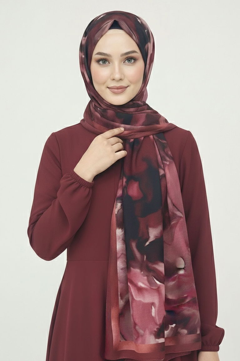 Fluenn Aura Serisi Pamuk Şal - 28001-BORDO - TOFİSA