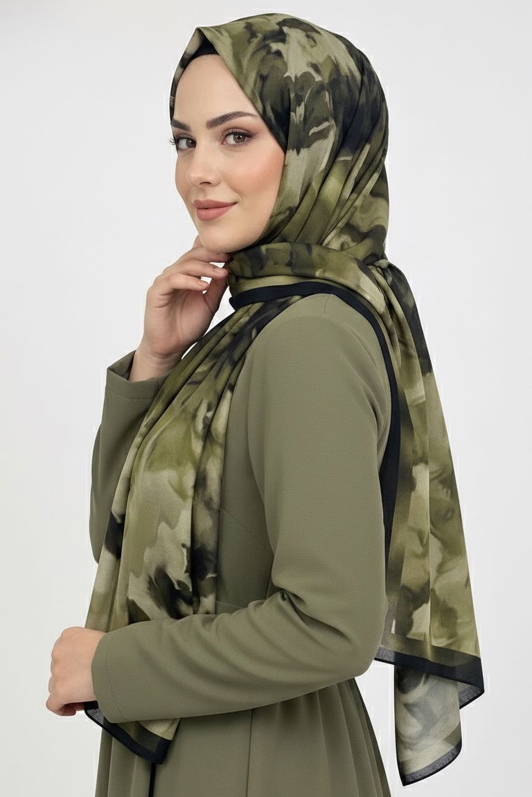 Fluenn Aura Serisi Pamuk Şal - 28001-HAKI - TOFİSA