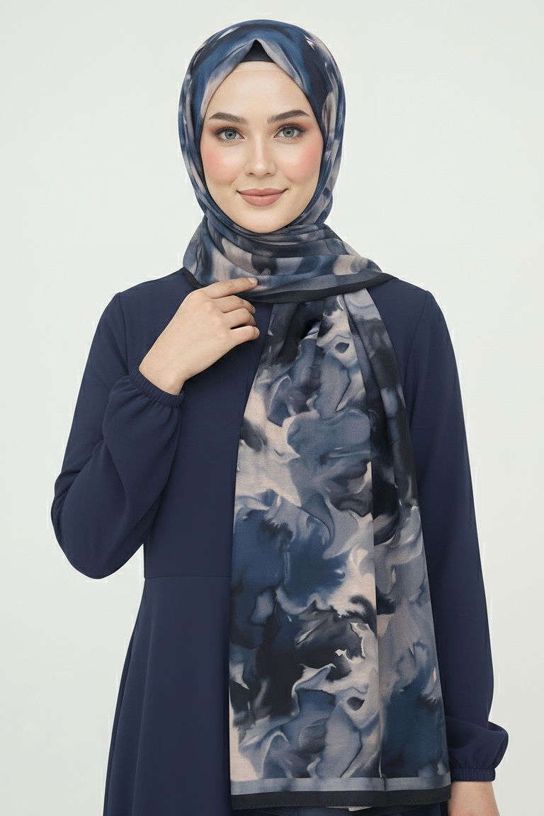 Fluenn Aura Serisi Pamuk Şal - 28001-LACIVERT - TOFİSA