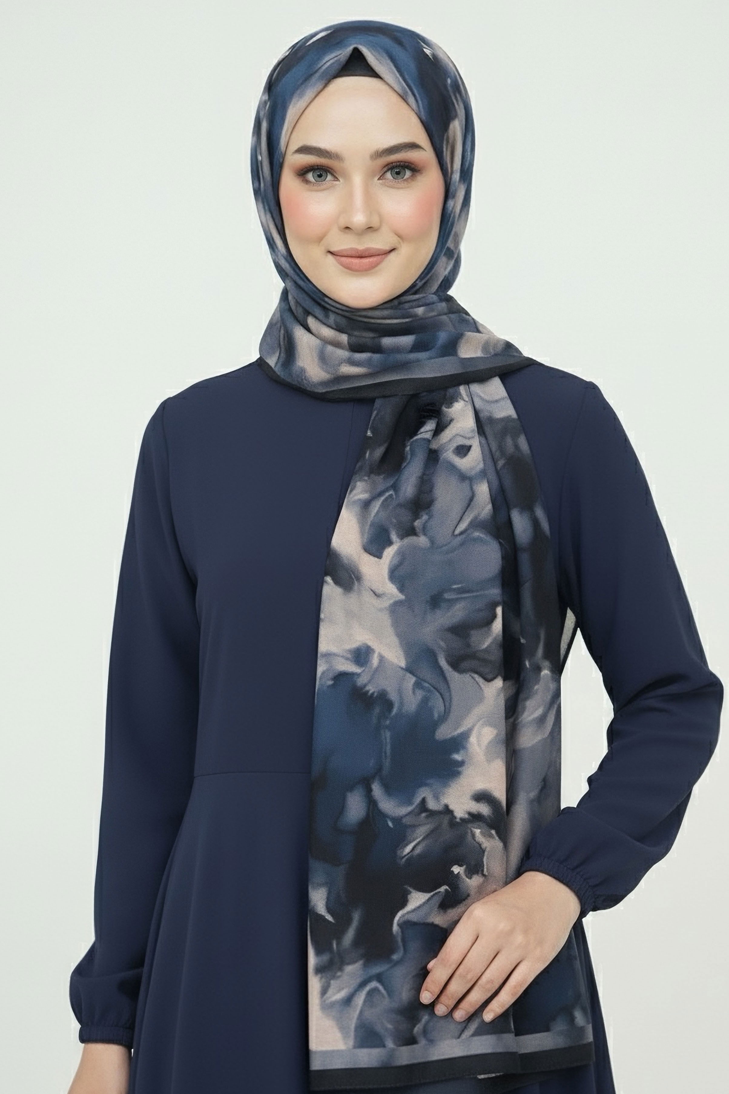 Fluenn Aura Serisi Pamuk Şal - 28001-LACIVERT - 2