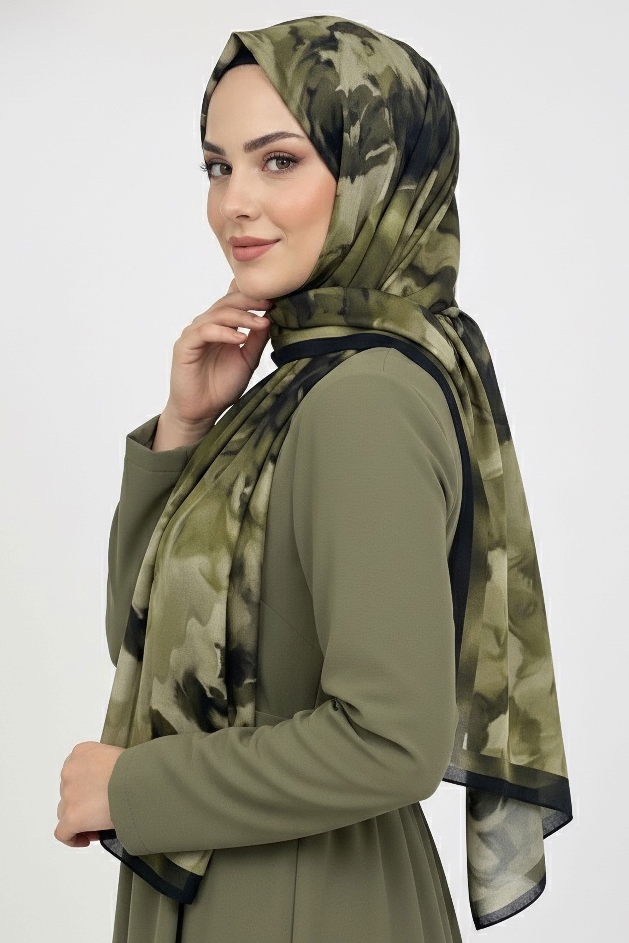 Fluenn Aura Serisi Pamuk Şal - 28186-HAKI - 2