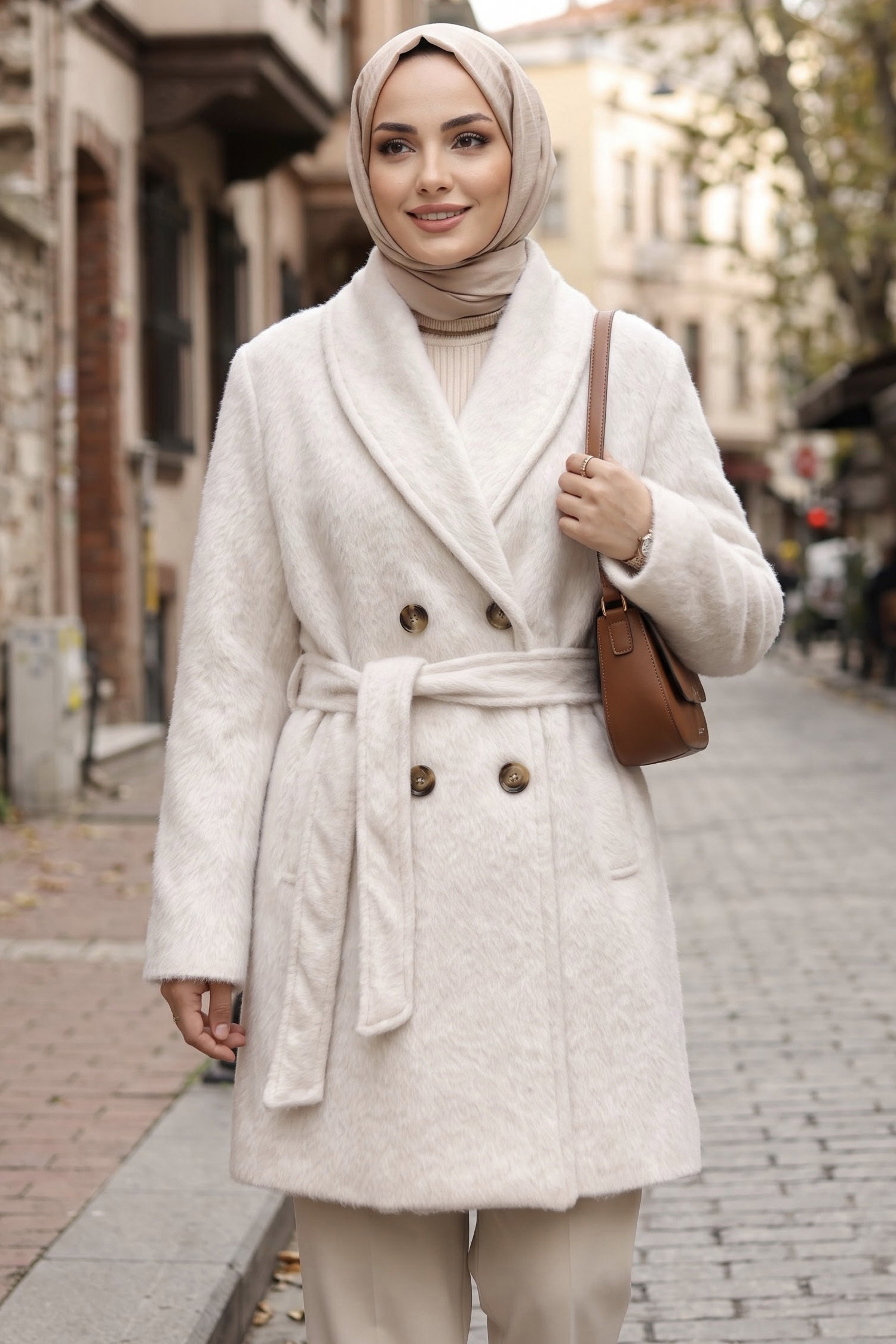 Fox Kaşe Kaban Beyaz - 29186-BEYAZ - 2