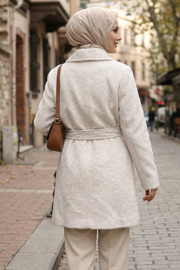 Fox Kaşe Kaban Beyaz - 29186-BEYAZ - 3