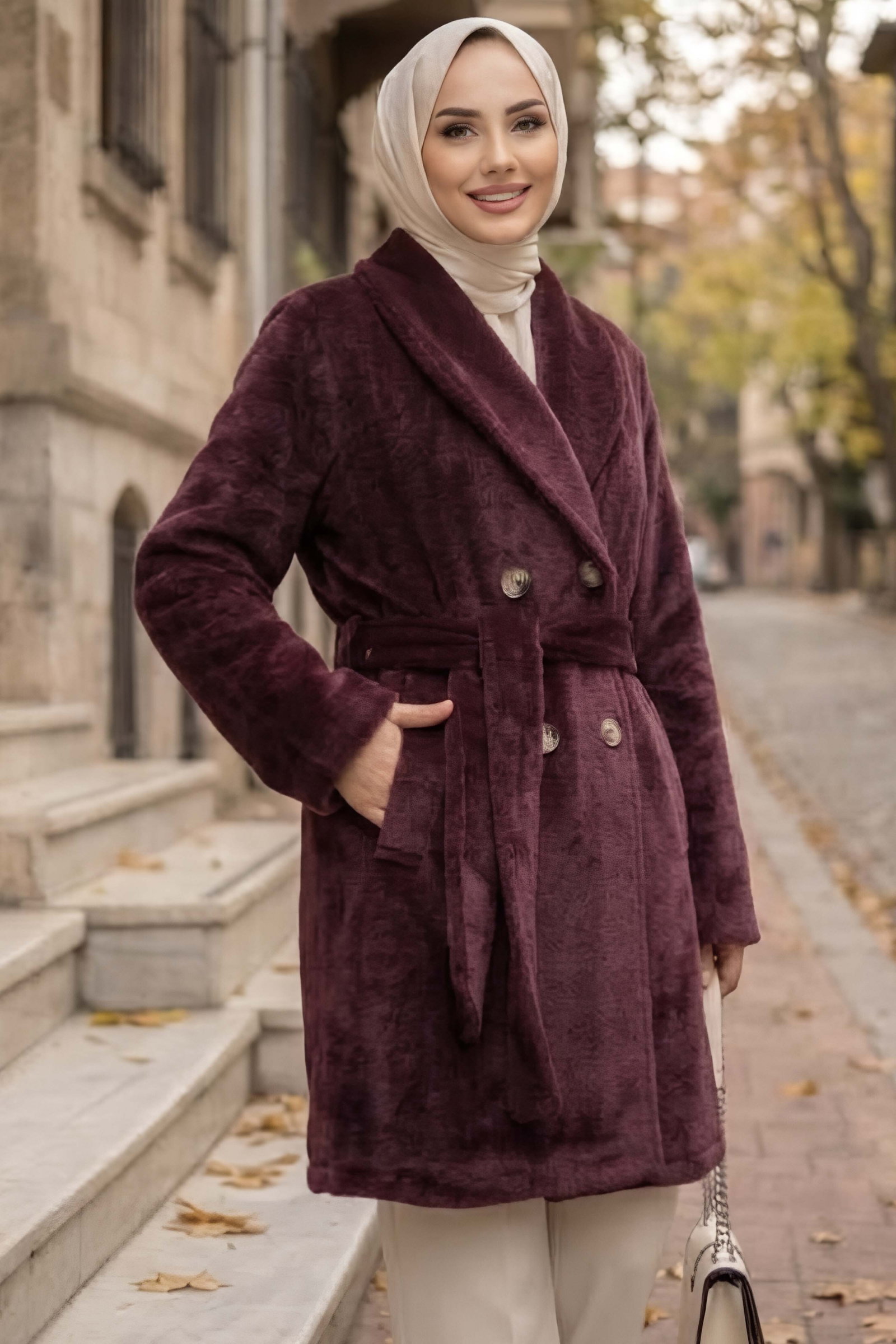 Fox Kaşe Kaban Bordo - 29186-BORDO - 1