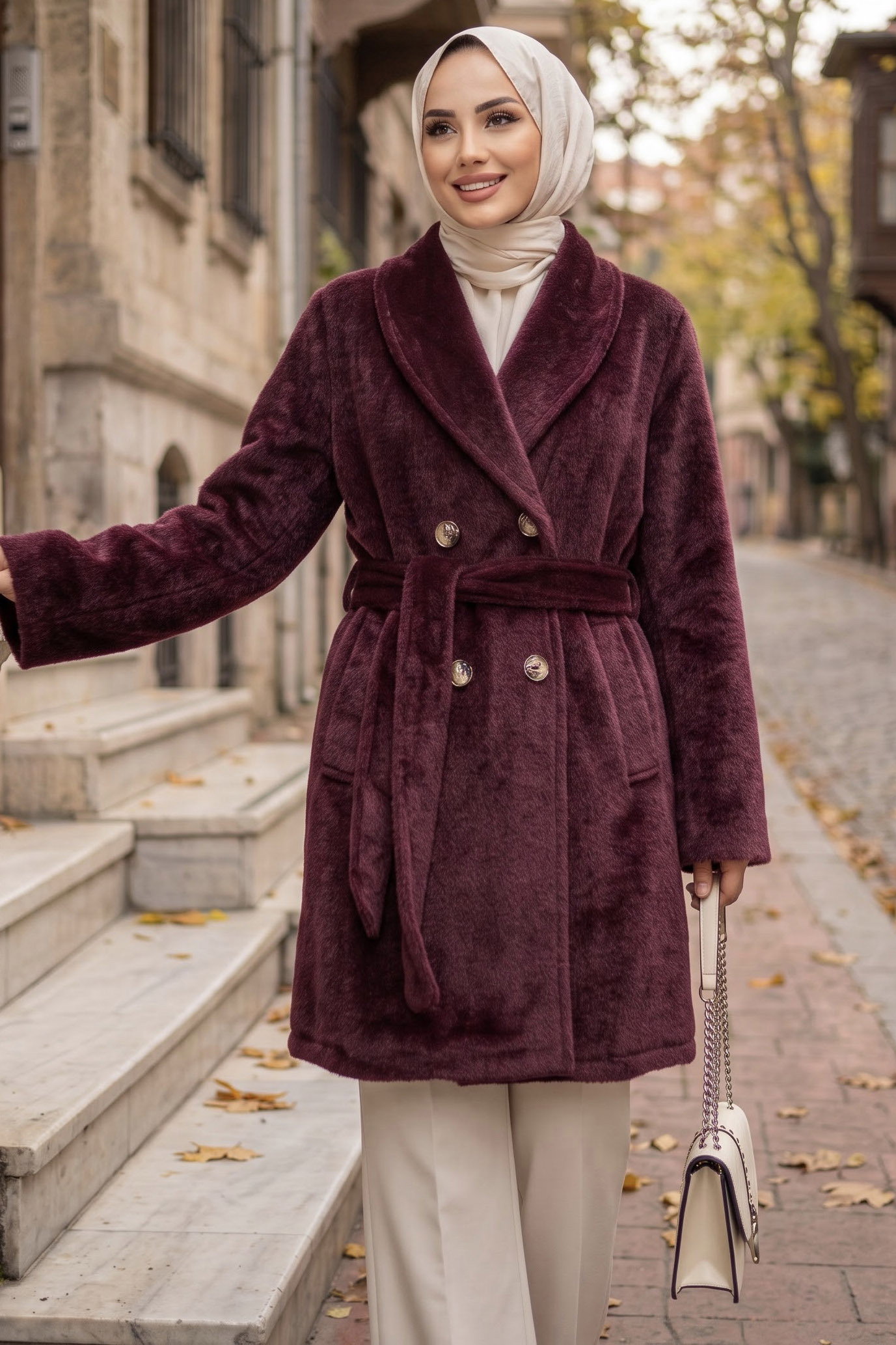 Fox Kaşe Kaban Bordo - 29186-BORDO - 2
