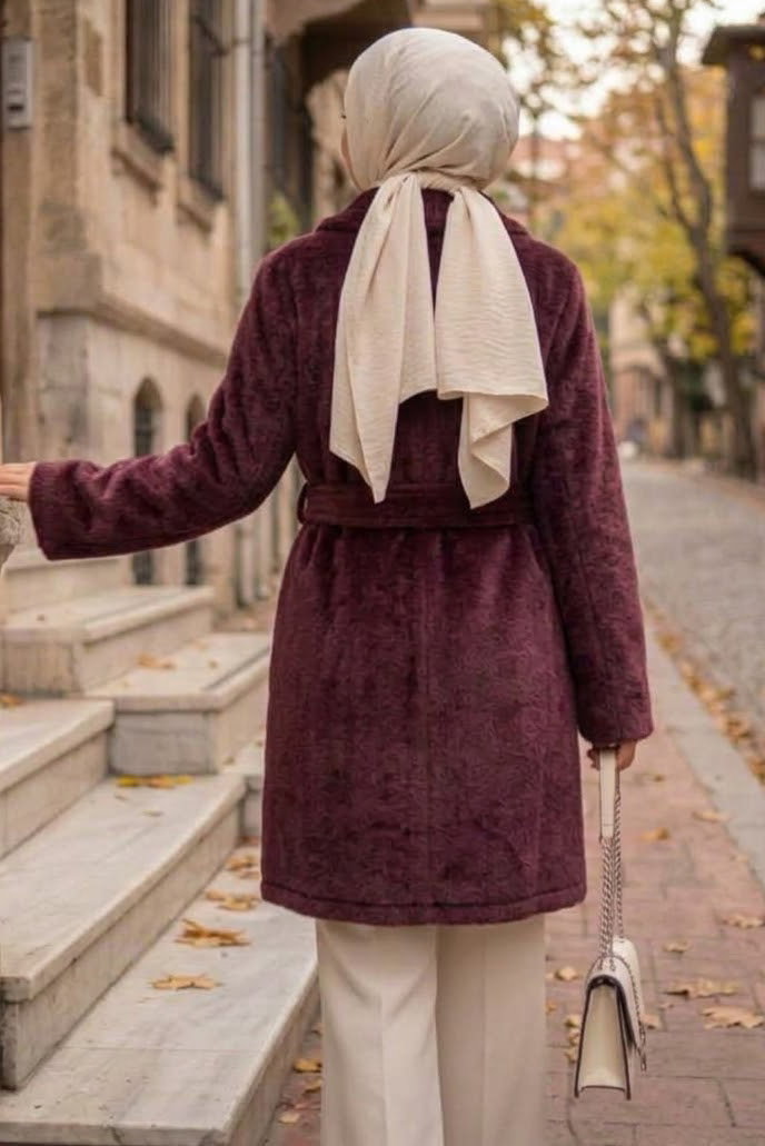 Fox Kaşe Kaban Bordo - 29186-BORDO - 3