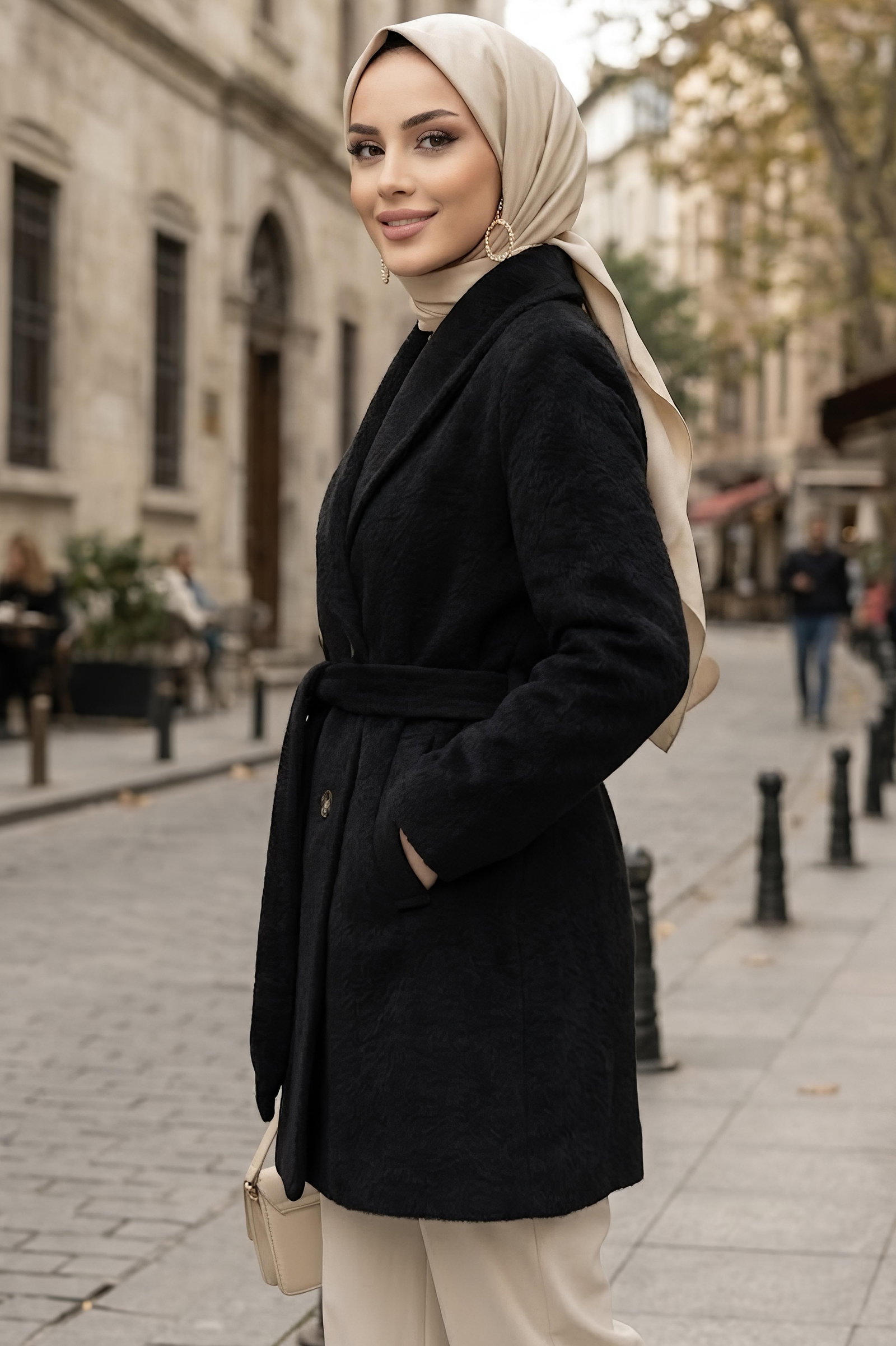 Fox Kaşe Kaban Siyah - 29186-SIYAH - 2