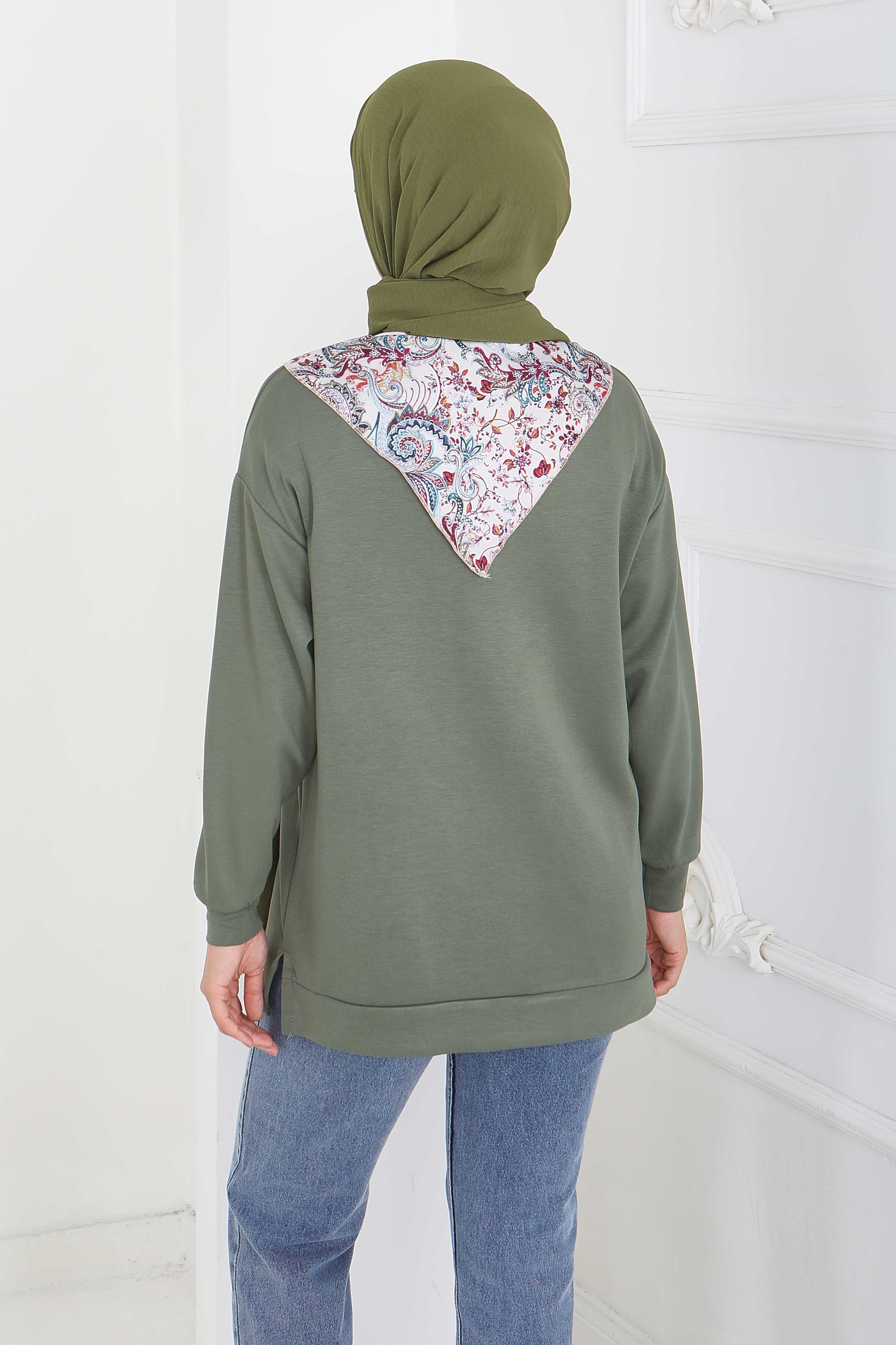Fularlı Modal Tunik - 27873-HAKI - 4