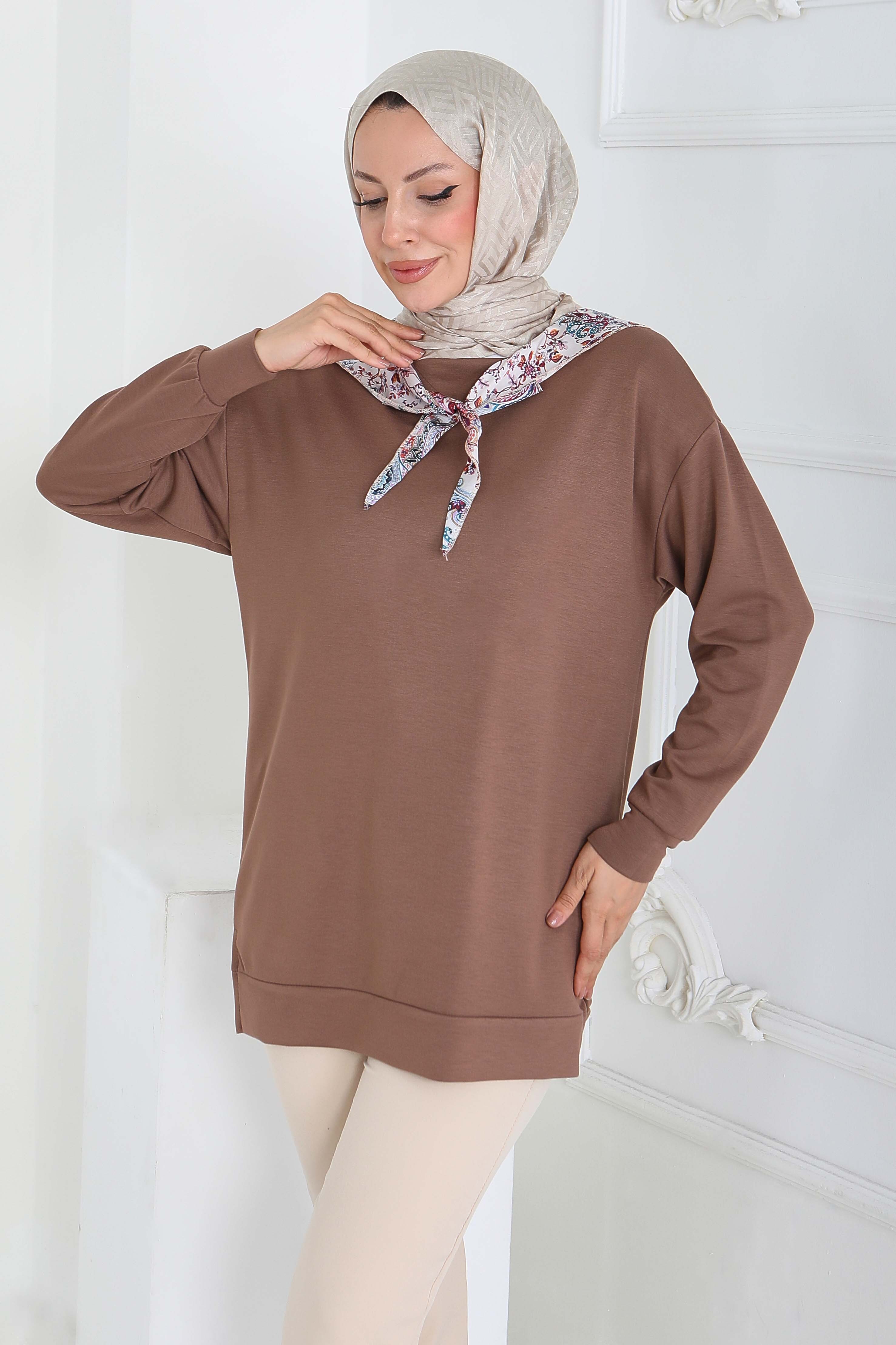 Fularlı Modal Tunik - 27873-VIZON - 2