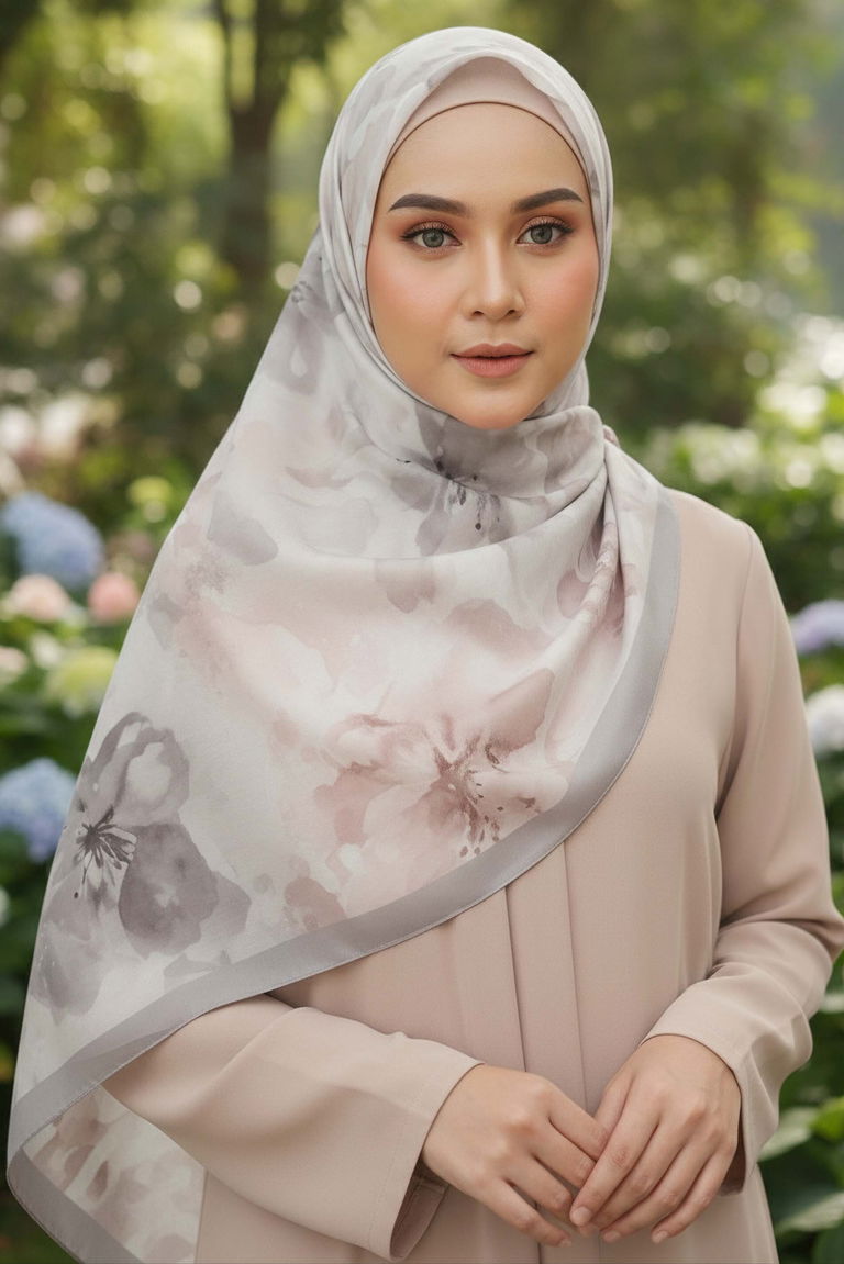 Garden Bloom Serisi Pamuklu Şal - 28089-GRI - TOFİSA