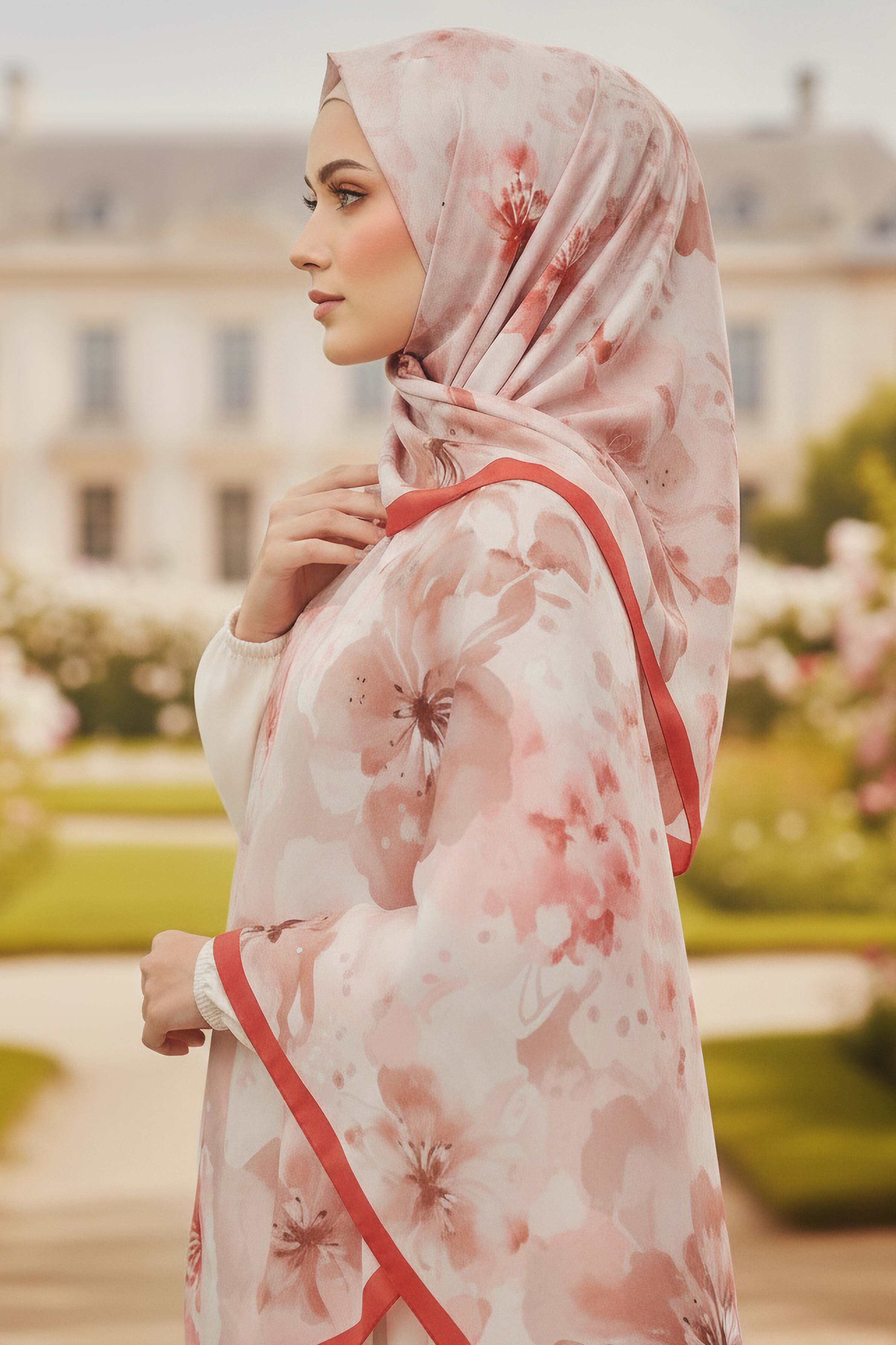 Garden Bloom Serisi Pamuklu Şal - 28089-MERCAN - 2