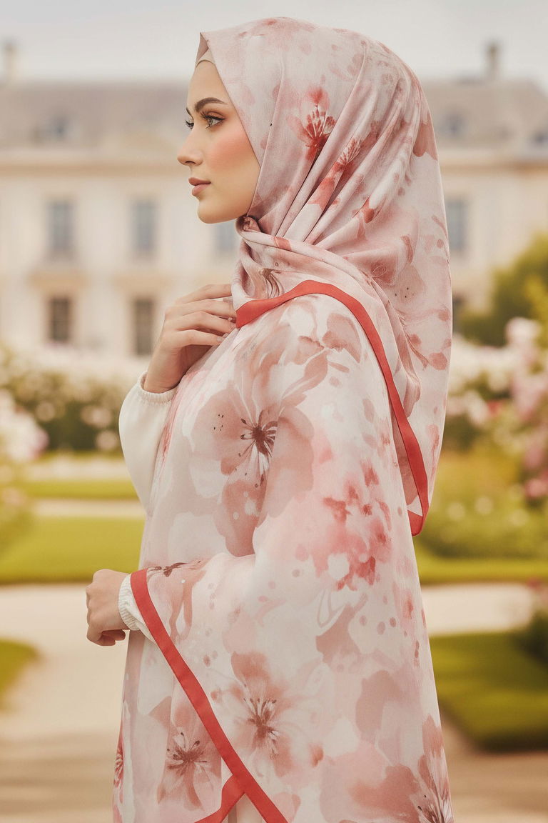 Garden Bloom Serisi Pamuklu Şal - 28089-MERCAN - TOFİSA