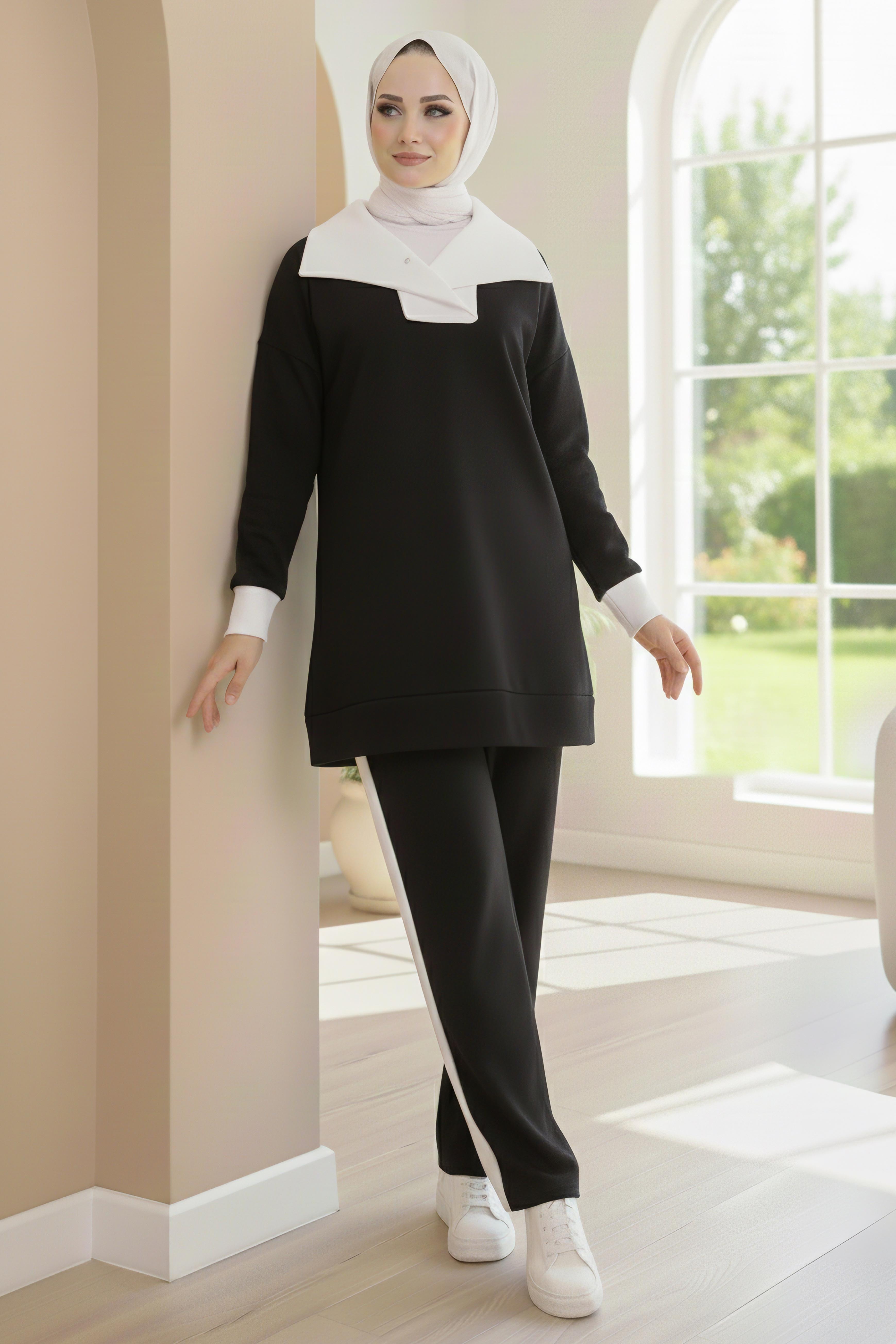 Garni Detaylı Modal İkili Takım - 1024-SIYAH - 6