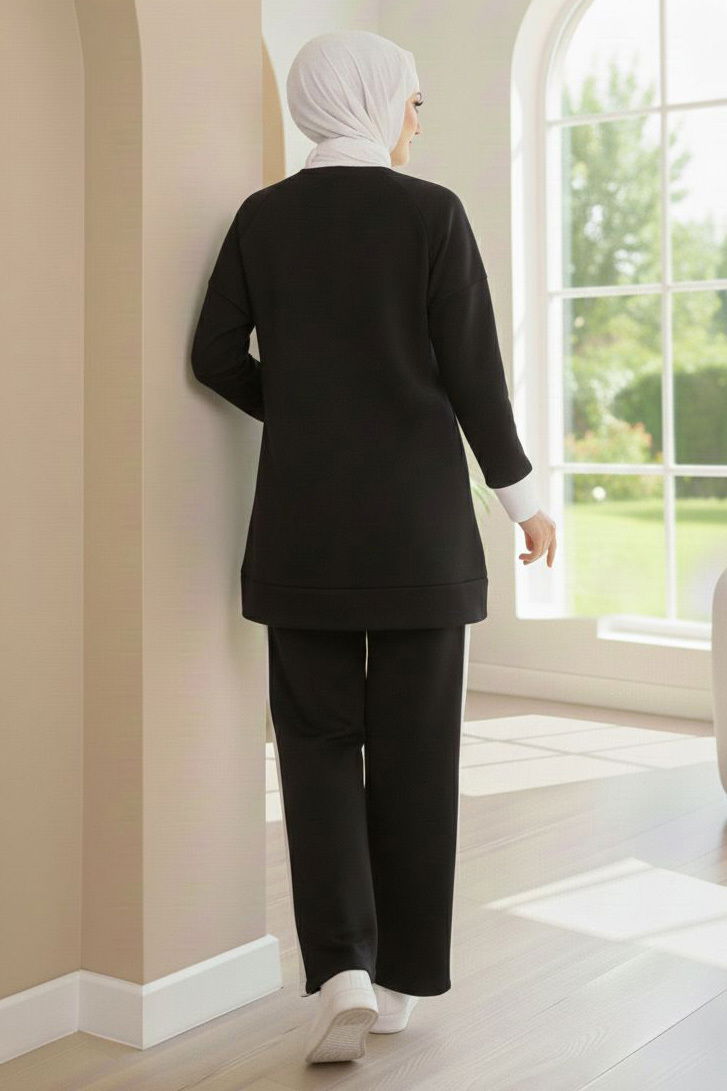 Garni Detaylı Modal İkili Takım - 1024-SIYAH - 5