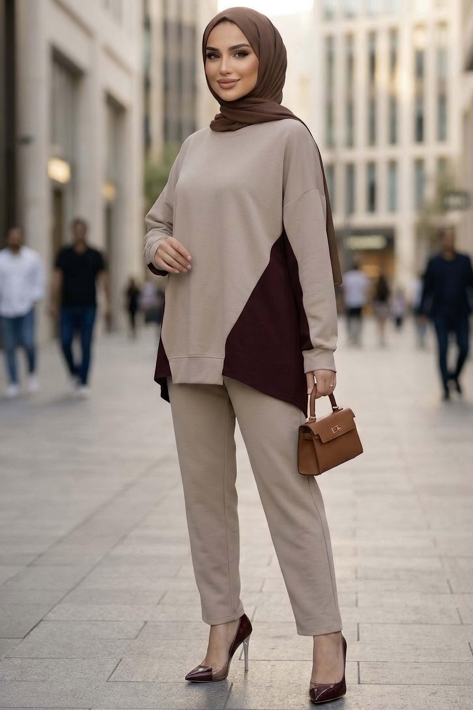 Garni Detaylı Oysh Modal Takım Bej - CK1362-BEJ - 2