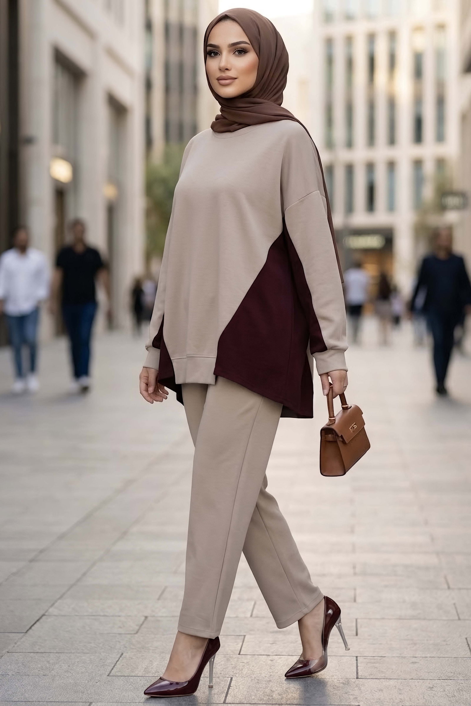 Garni Detaylı Oysh Modal Takım Bej - CK1362-BEJ - 1