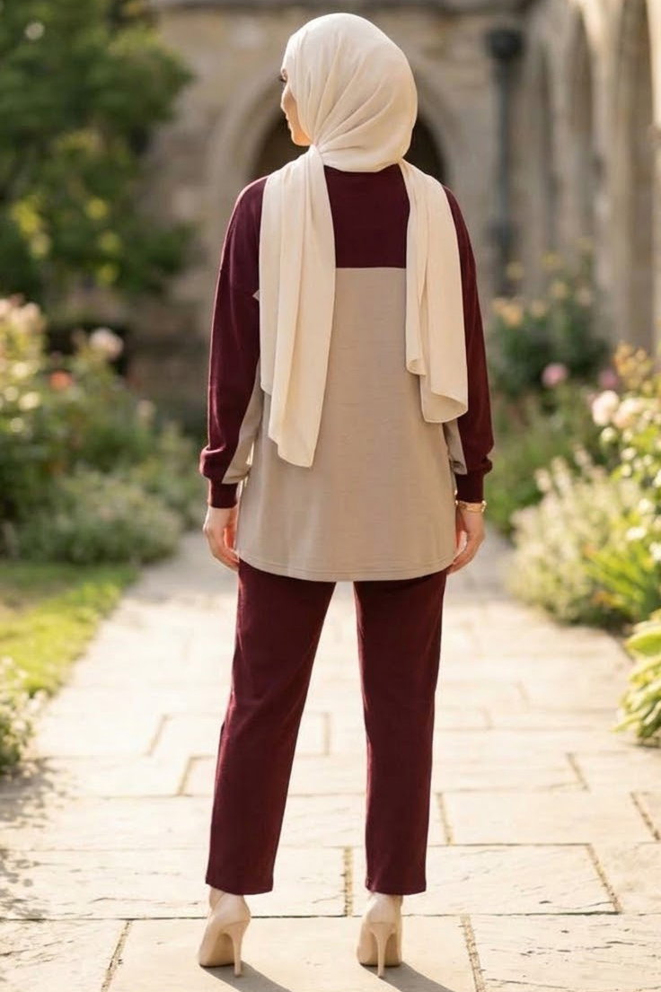 Garni Detaylı Oysh Modal Takım Bordo - CK1362-BORDO - 3