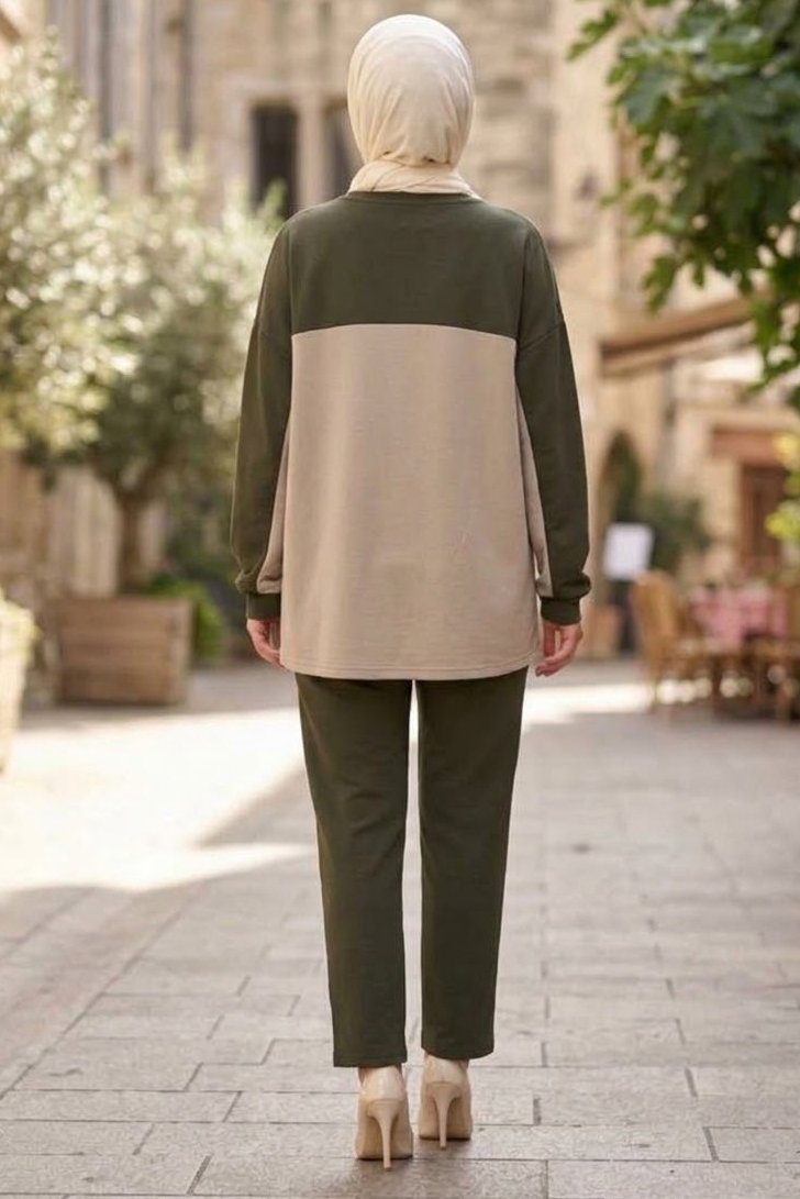 Garni Detaylı Oysh Modal Takım Haki - CK1362-HAKI - 3