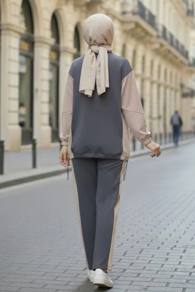 Garni Lastik Detaylı Modal İkili Takım - 1003-FUME - 3