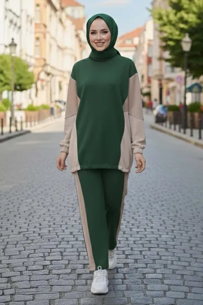 Garni Lastik Detaylı Modal İkili Takım - 1003-HAKI 