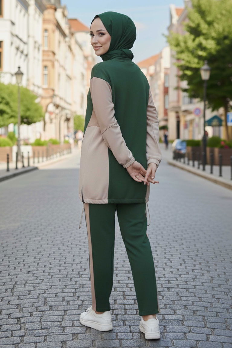 Garni Lastik Detaylı Modal İkili Takım - 1003-HAKI - TOFİSA