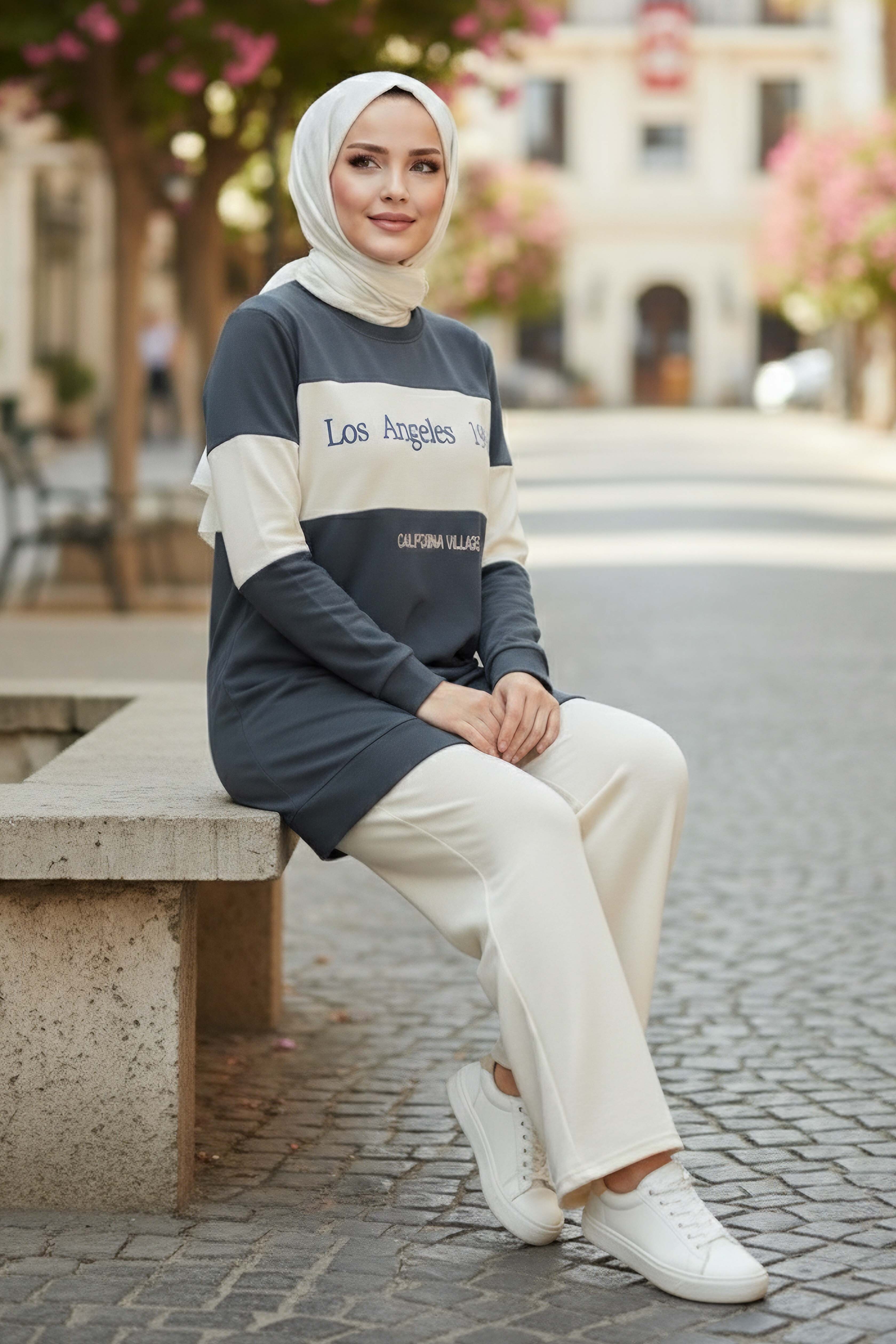 Garnili Baskılı İki İplik Takım - 2063-FUME - 1