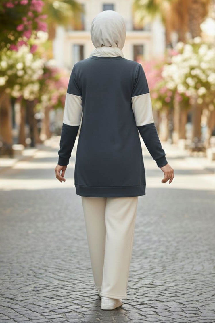 Garnili Baskılı İki İplik Takım - 2063-FUME - 3