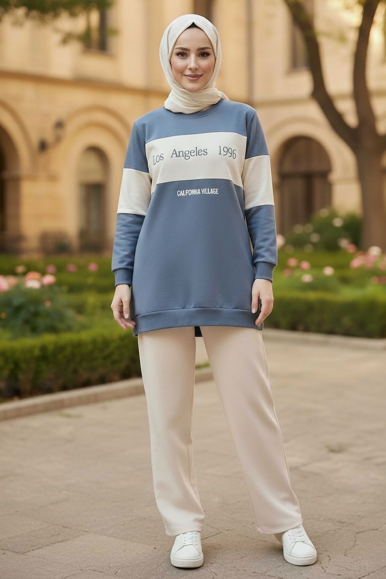 Garnili Baskılı İki İplik Takım - 2063-GRI - TOFİSA