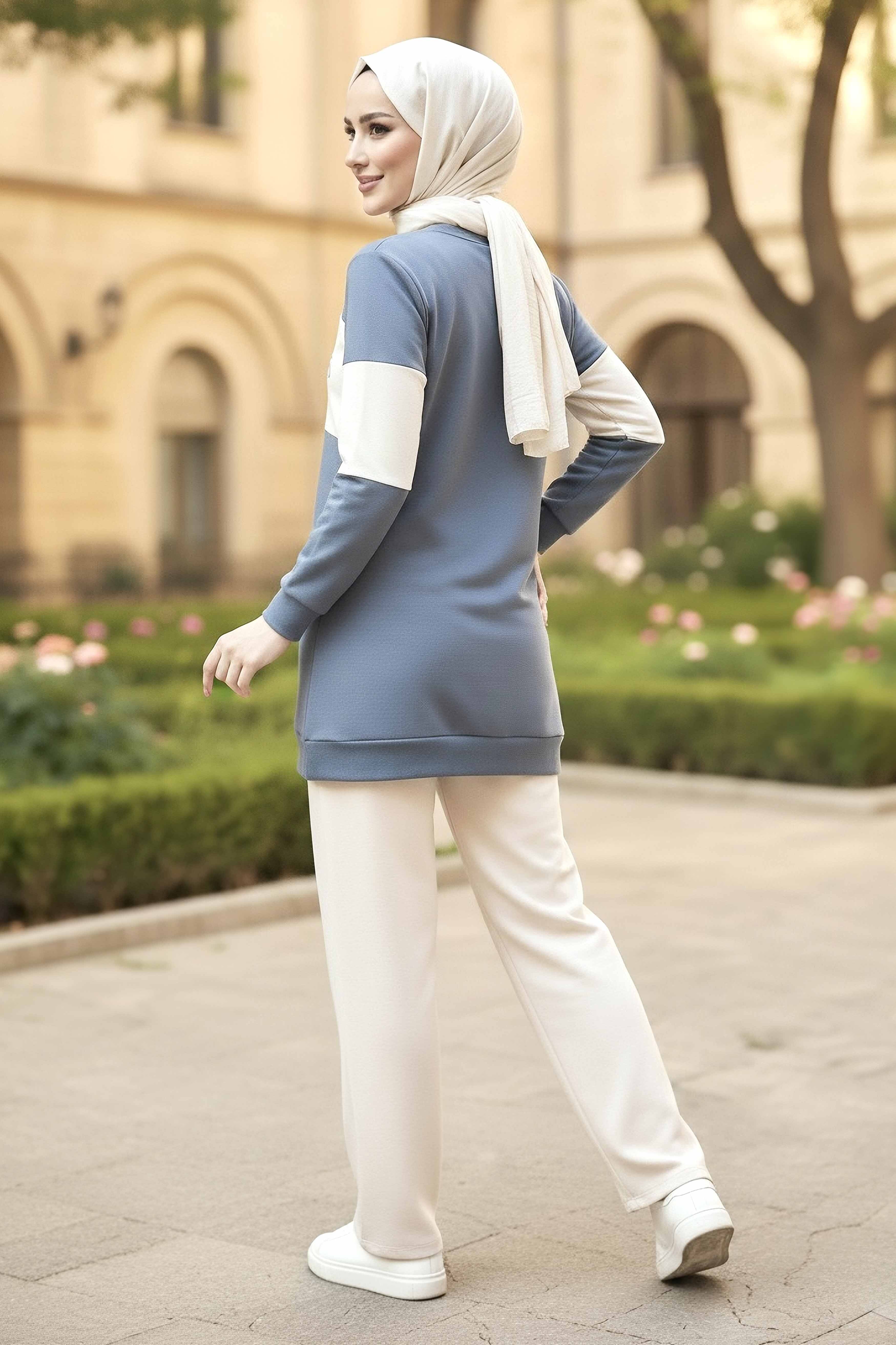 Garnili Baskılı İki İplik Takım - 2063-GRI - 3