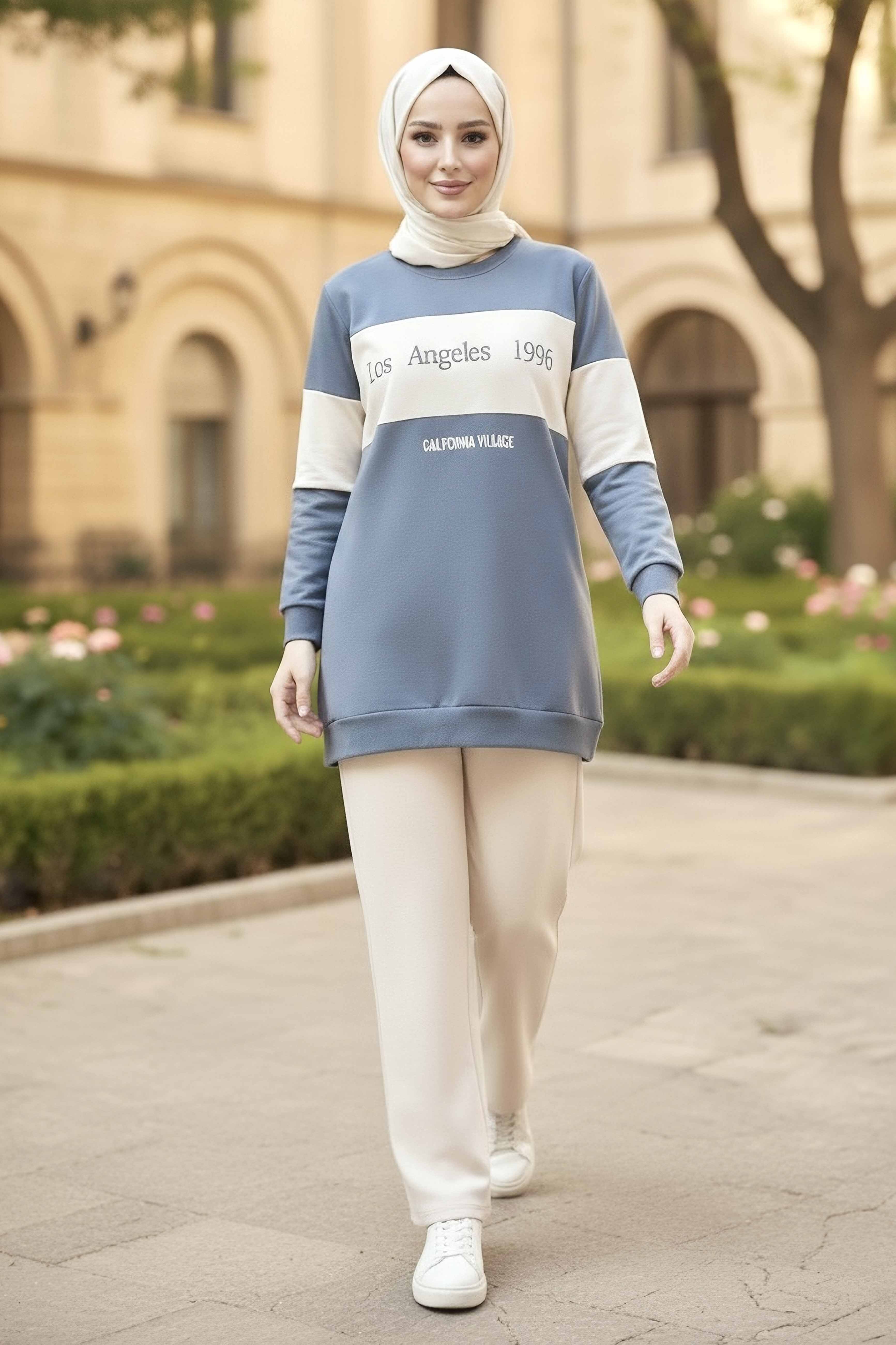 Garnili Baskılı İki İplik Takım - 2063-GRI - 2