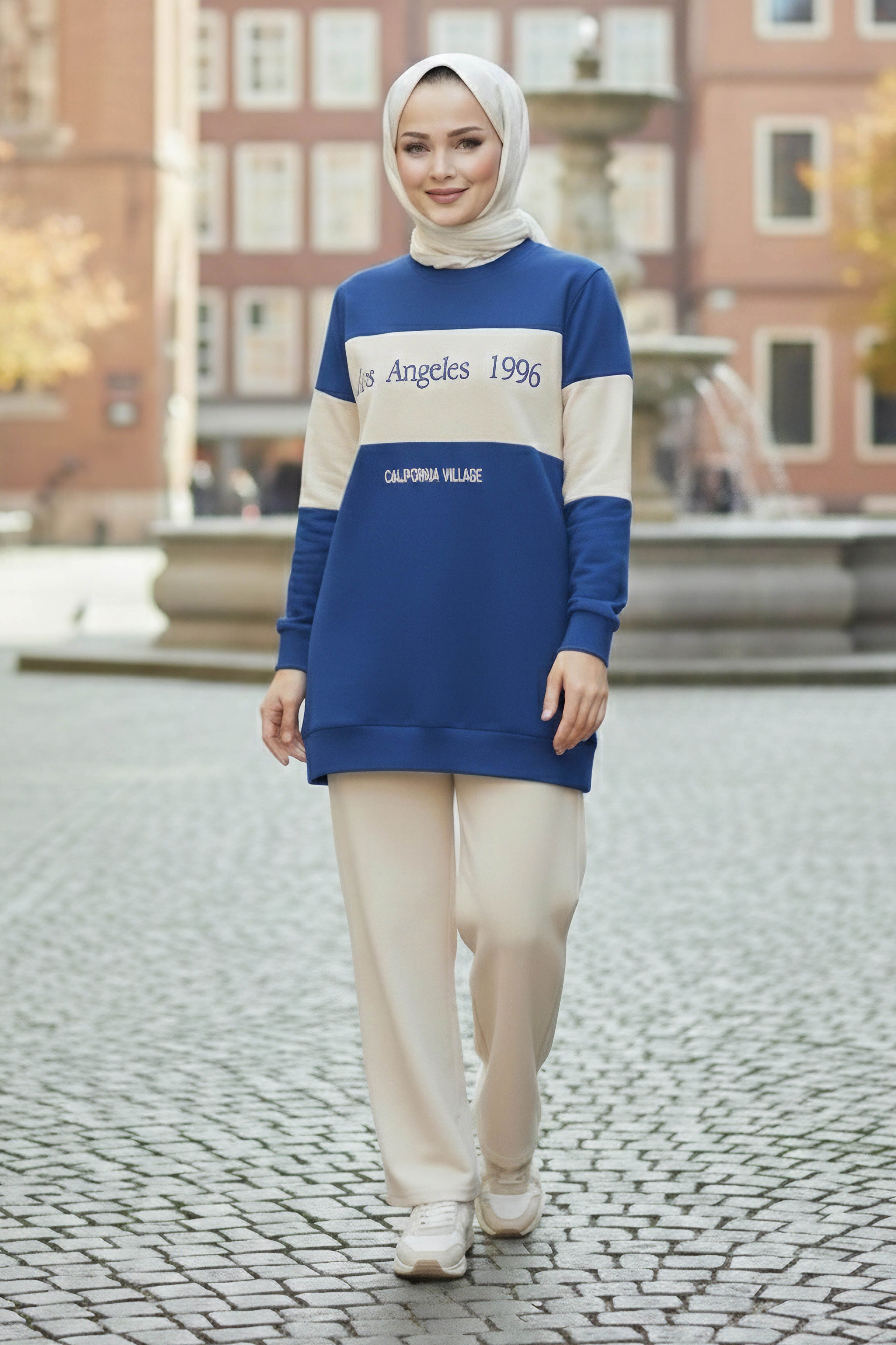 Garnili Baskılı İki İplik Takım - 2063-INDIGO - 1