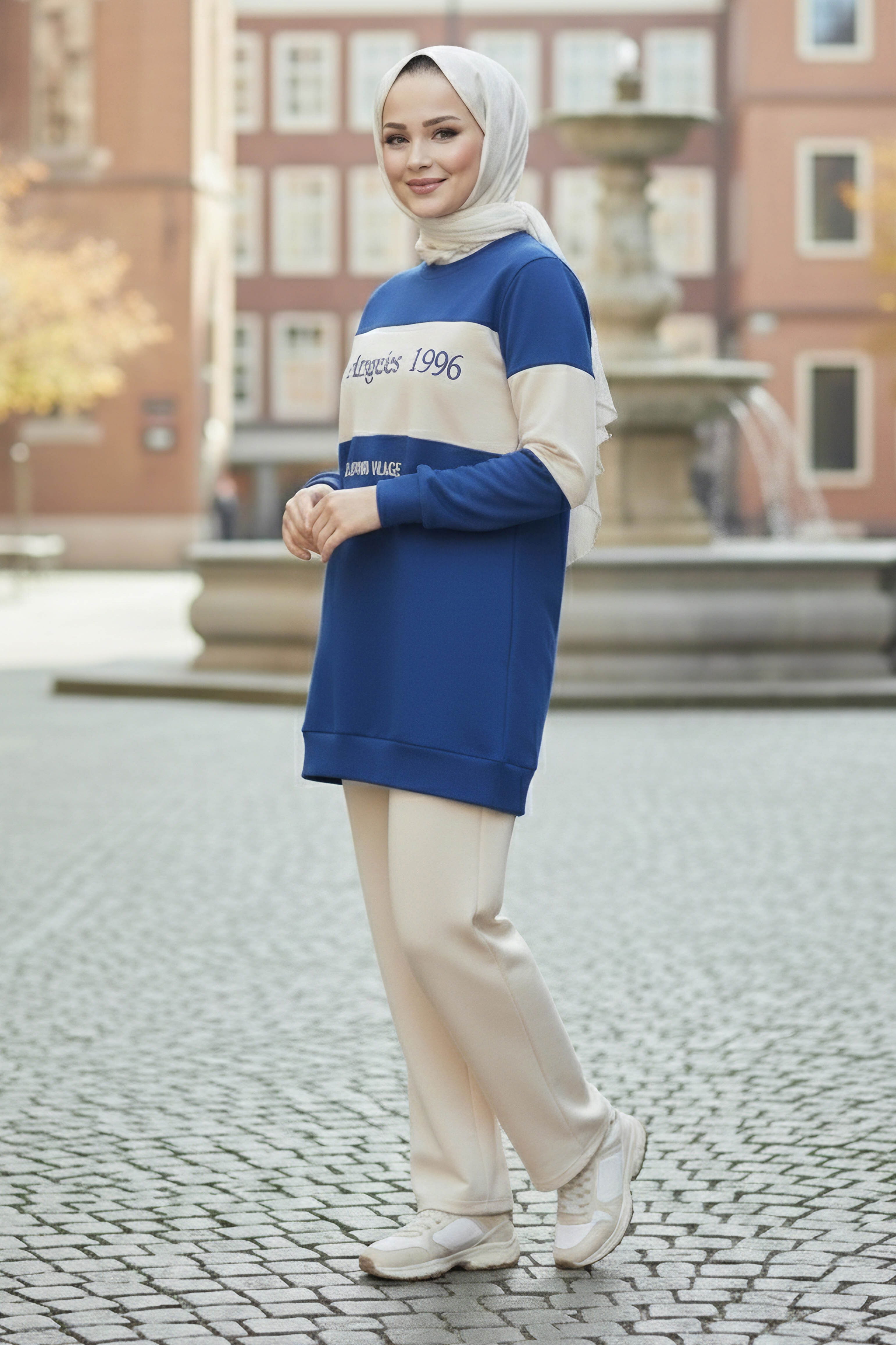 Garnili Baskılı İki İplik Takım - 2063-INDIGO - 2