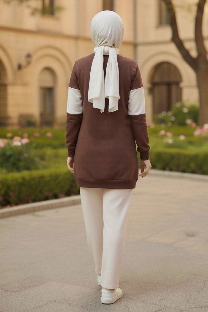 Garnili Baskılı İki İplik Takım - 2063-KAHVE - TOFİSA