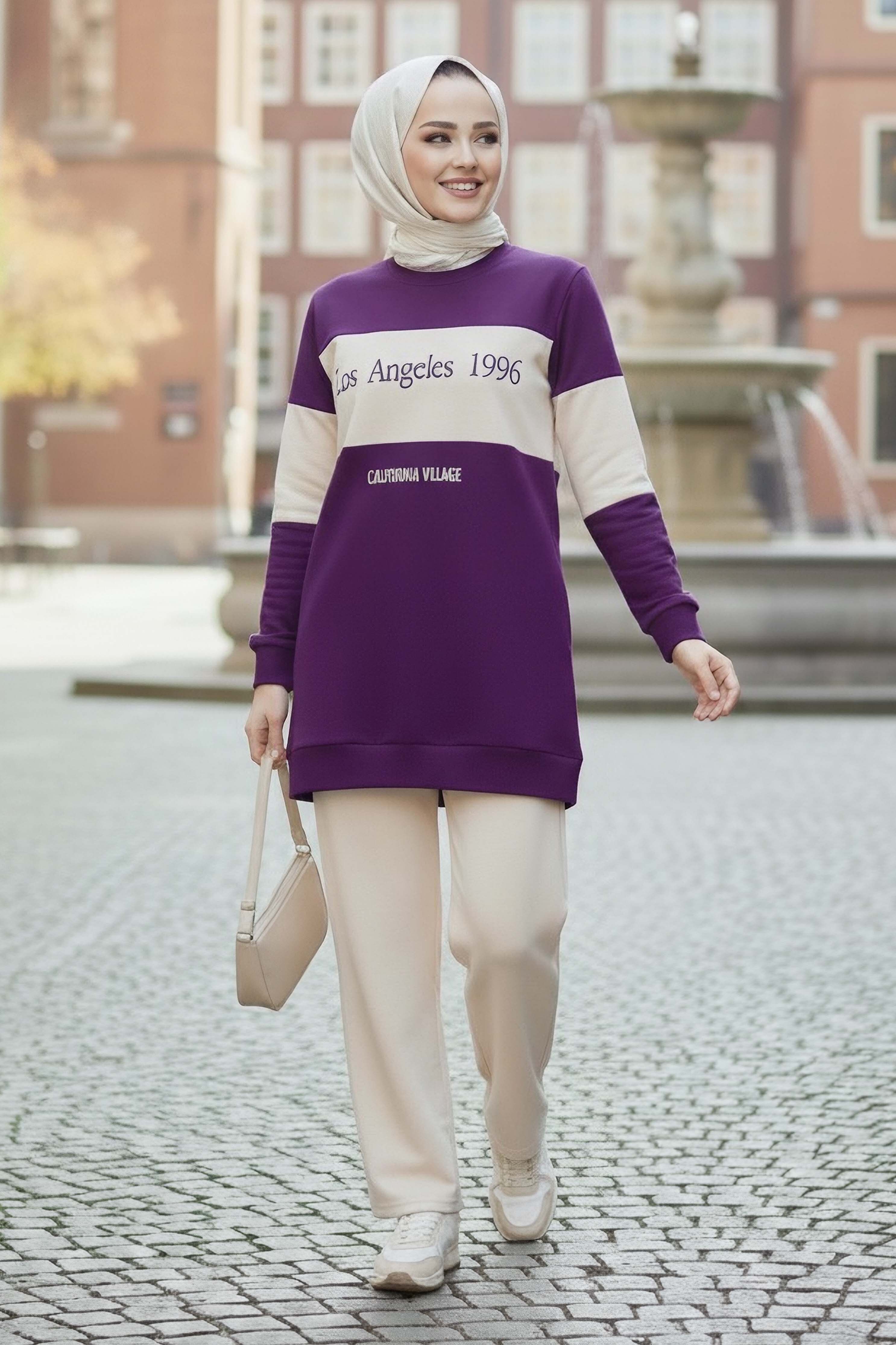 Garnili Baskılı İki İplik Takım - 2063-MOR - 2