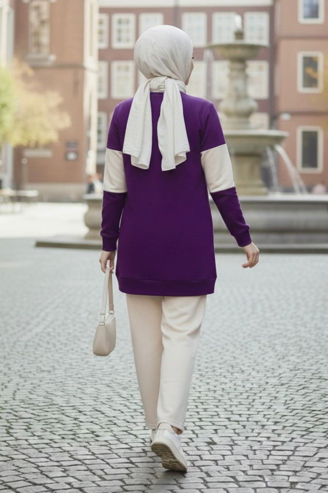 Garnili Baskılı İki İplik Takım - 2063-MOR - TOFİSA