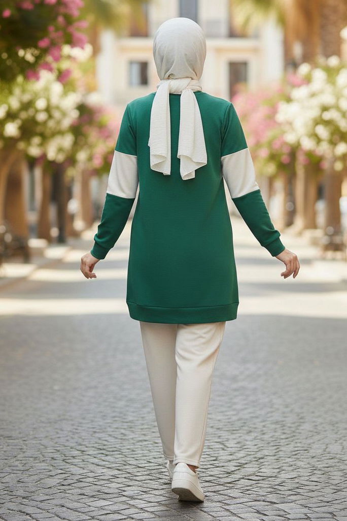 Garnili Baskılı İki İplik Takım - 2063-ZUMRUT - 3