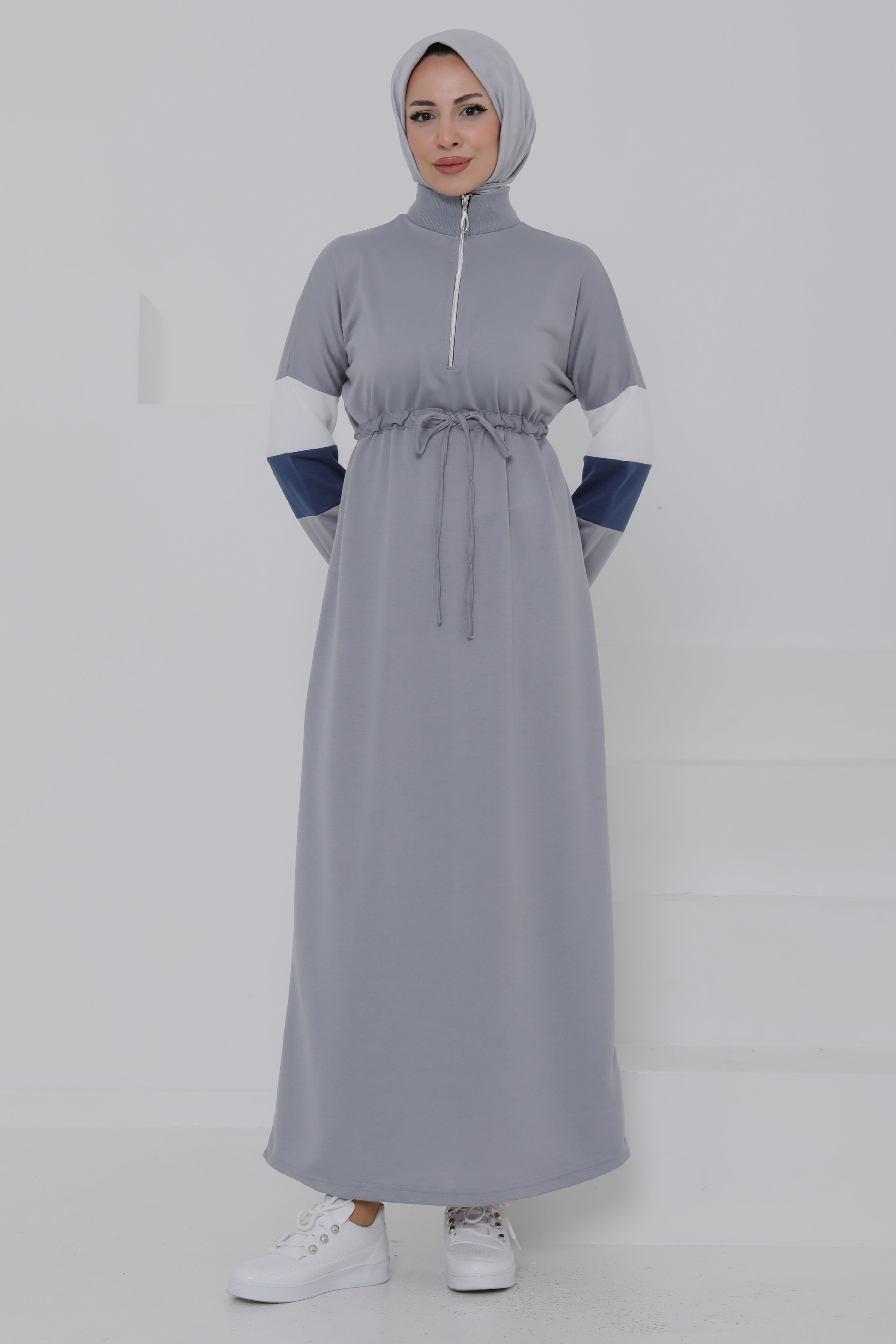 Garnili Fermuarlı Elbise - 27047 - 1
