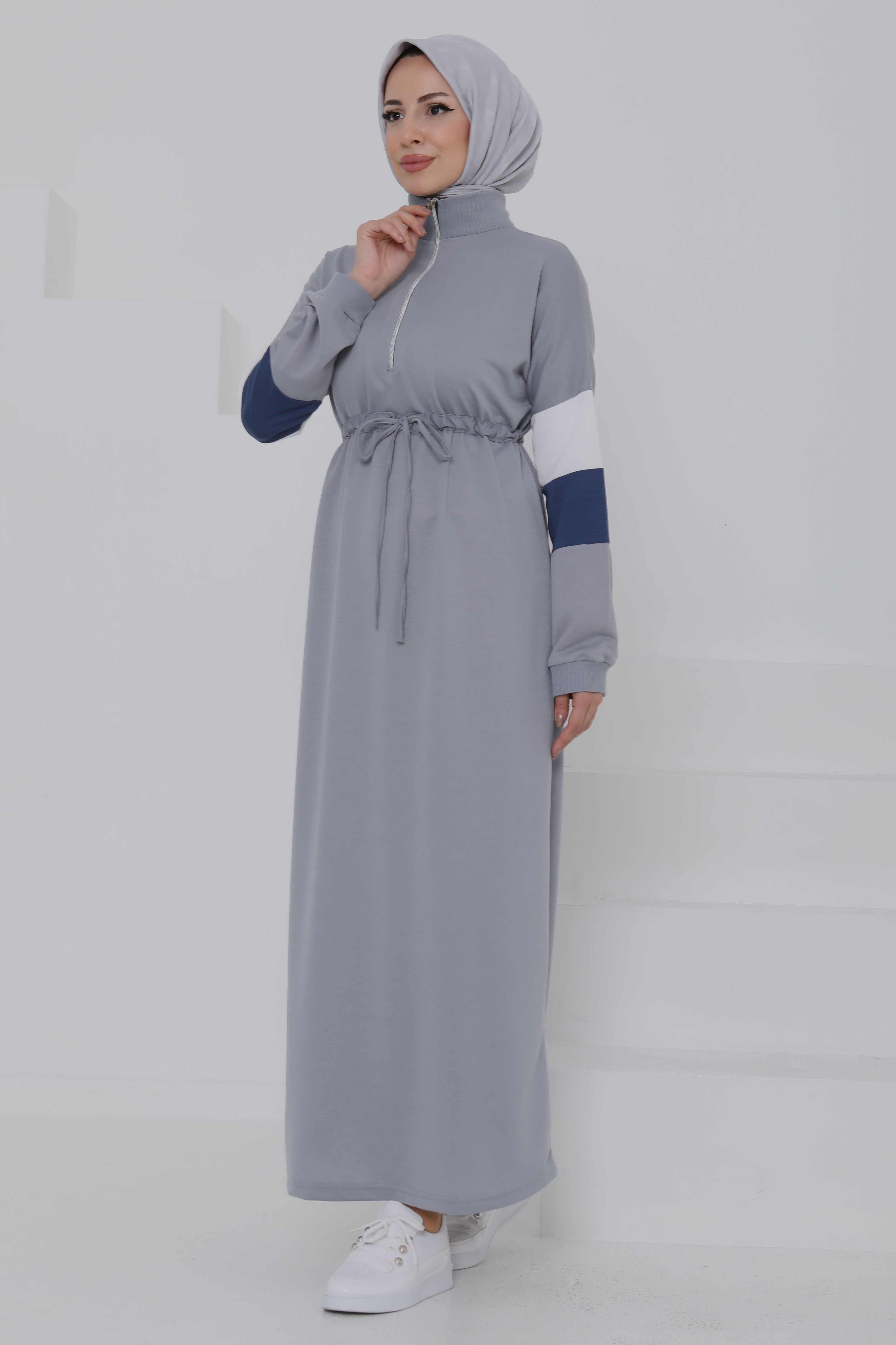 Garnili Fermuarlı Elbise - 27047 - 2