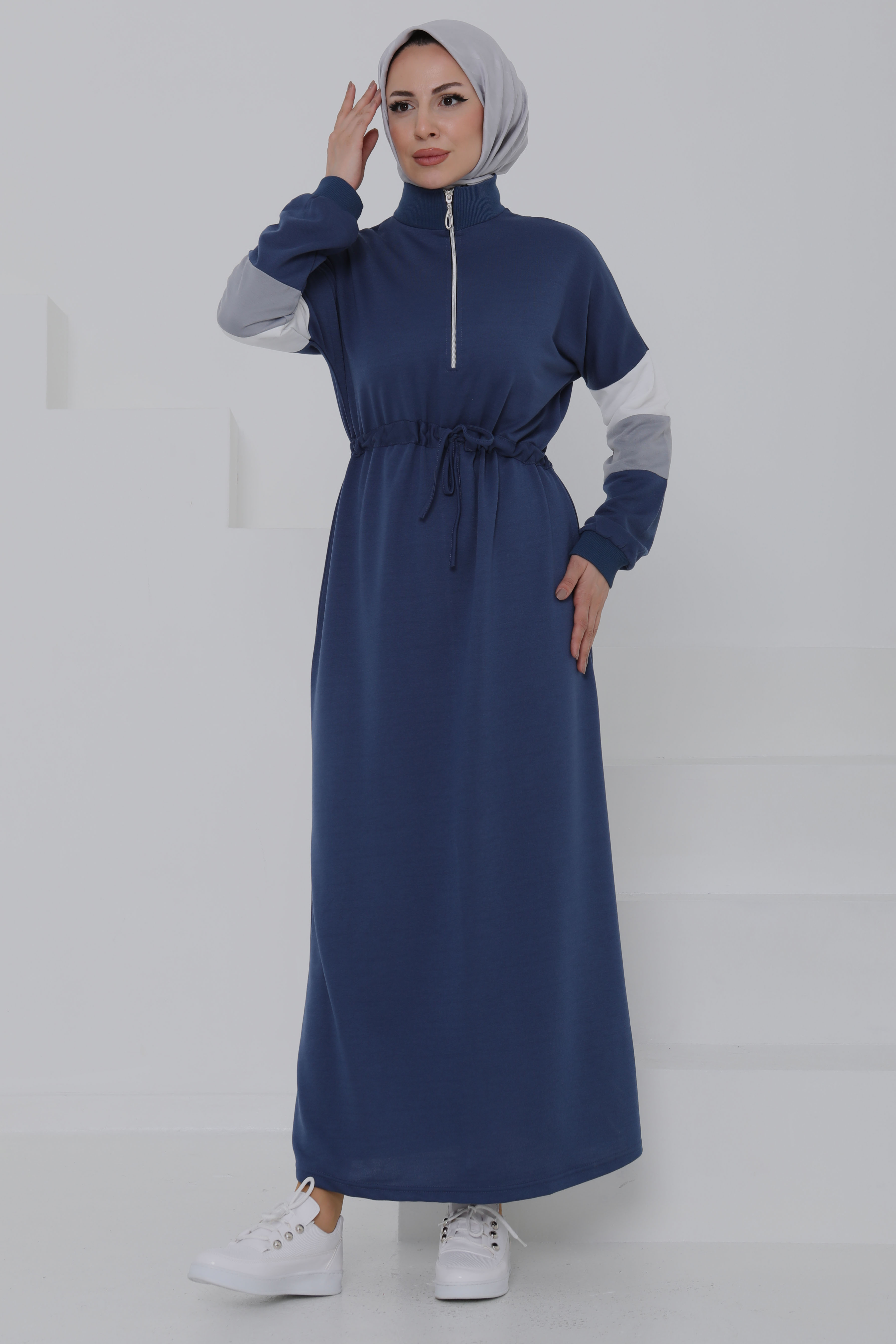 Garnili Fermuarlı Elbise - 27047 - 1