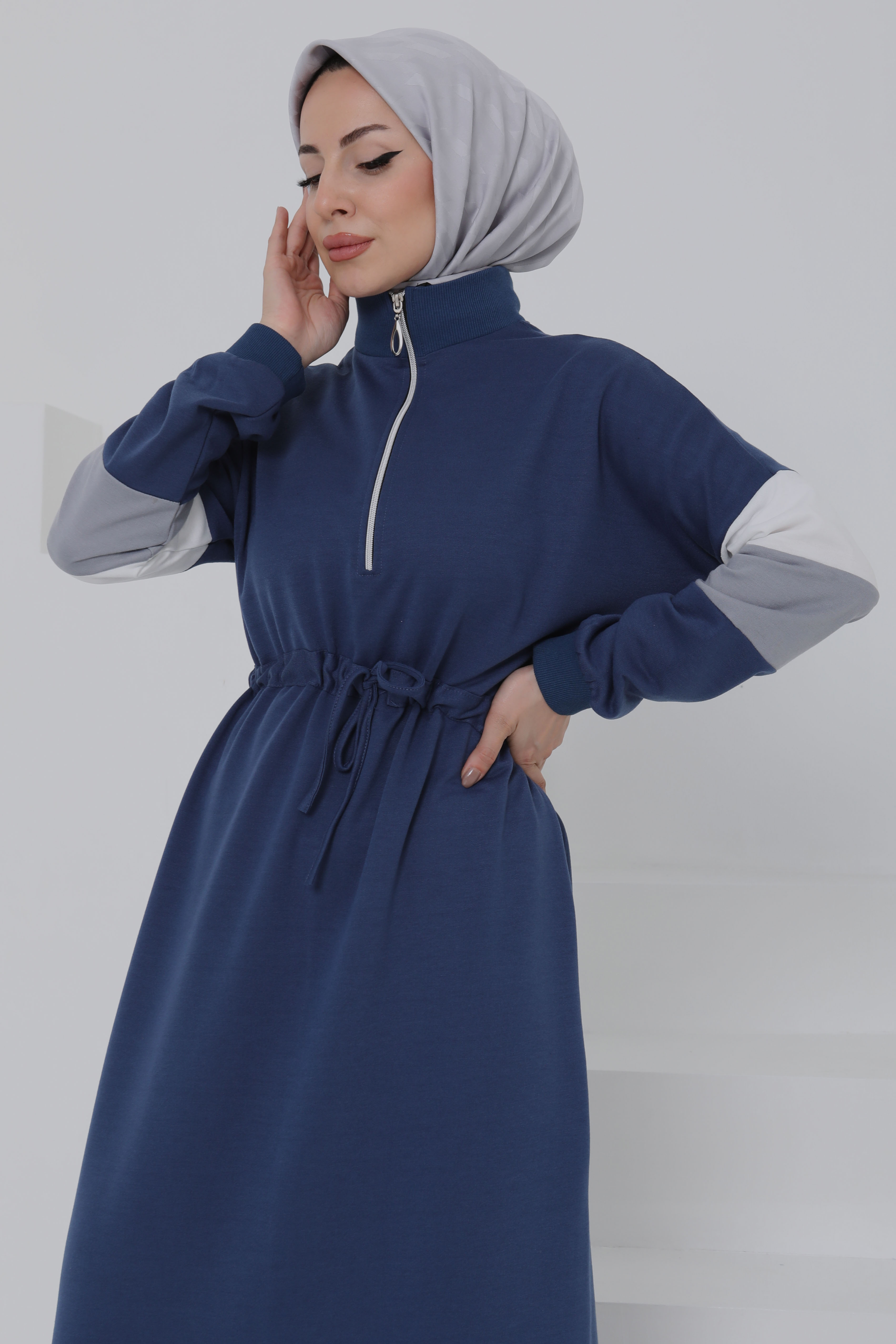 Garnili Fermuarlı Elbise - 27047 - 4