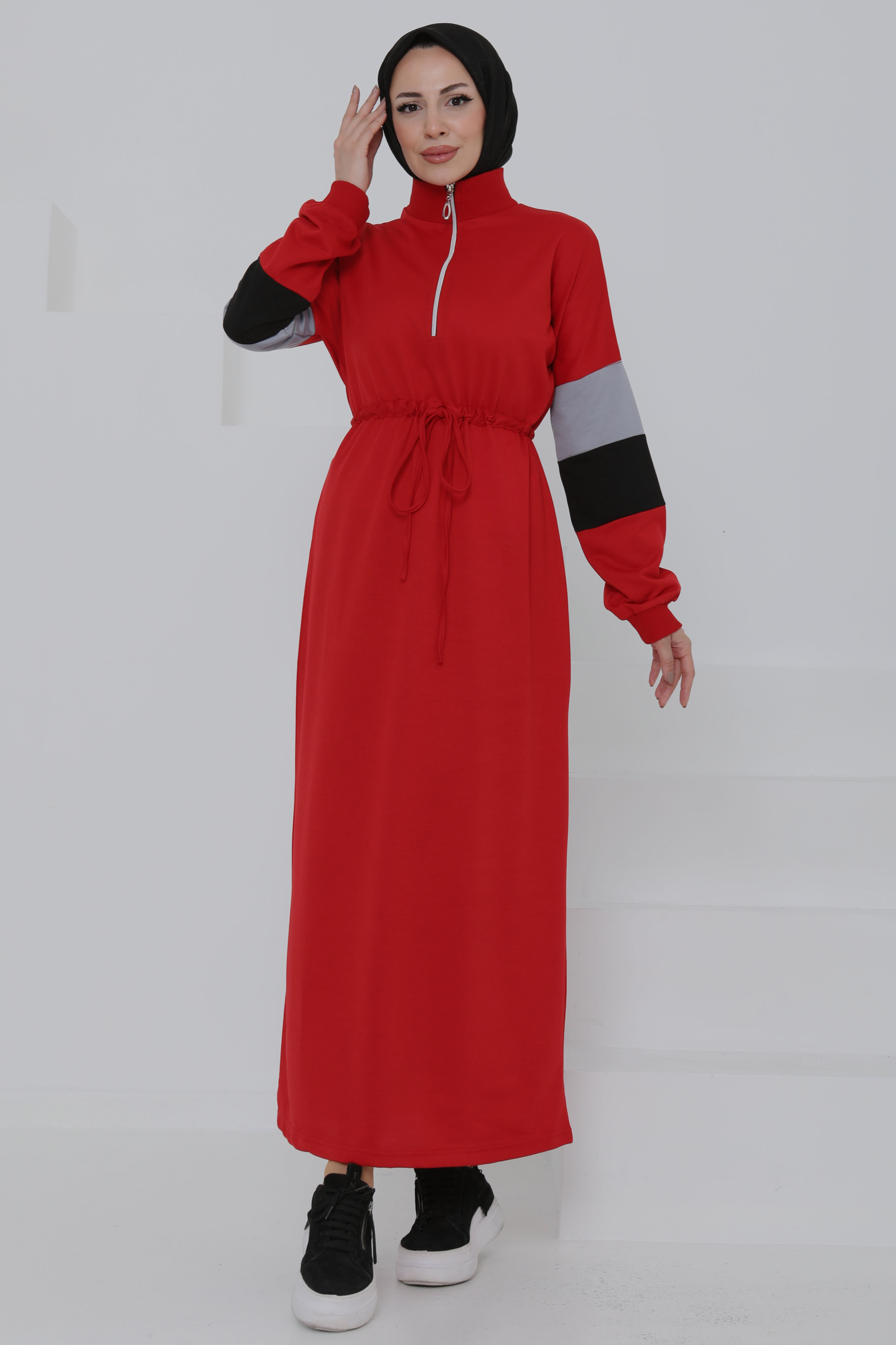 Garnili Fermuarlı Elbise - 27047 - 1