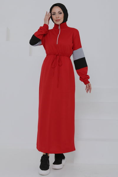 Garnili Fermuarlı Elbise - 27047 