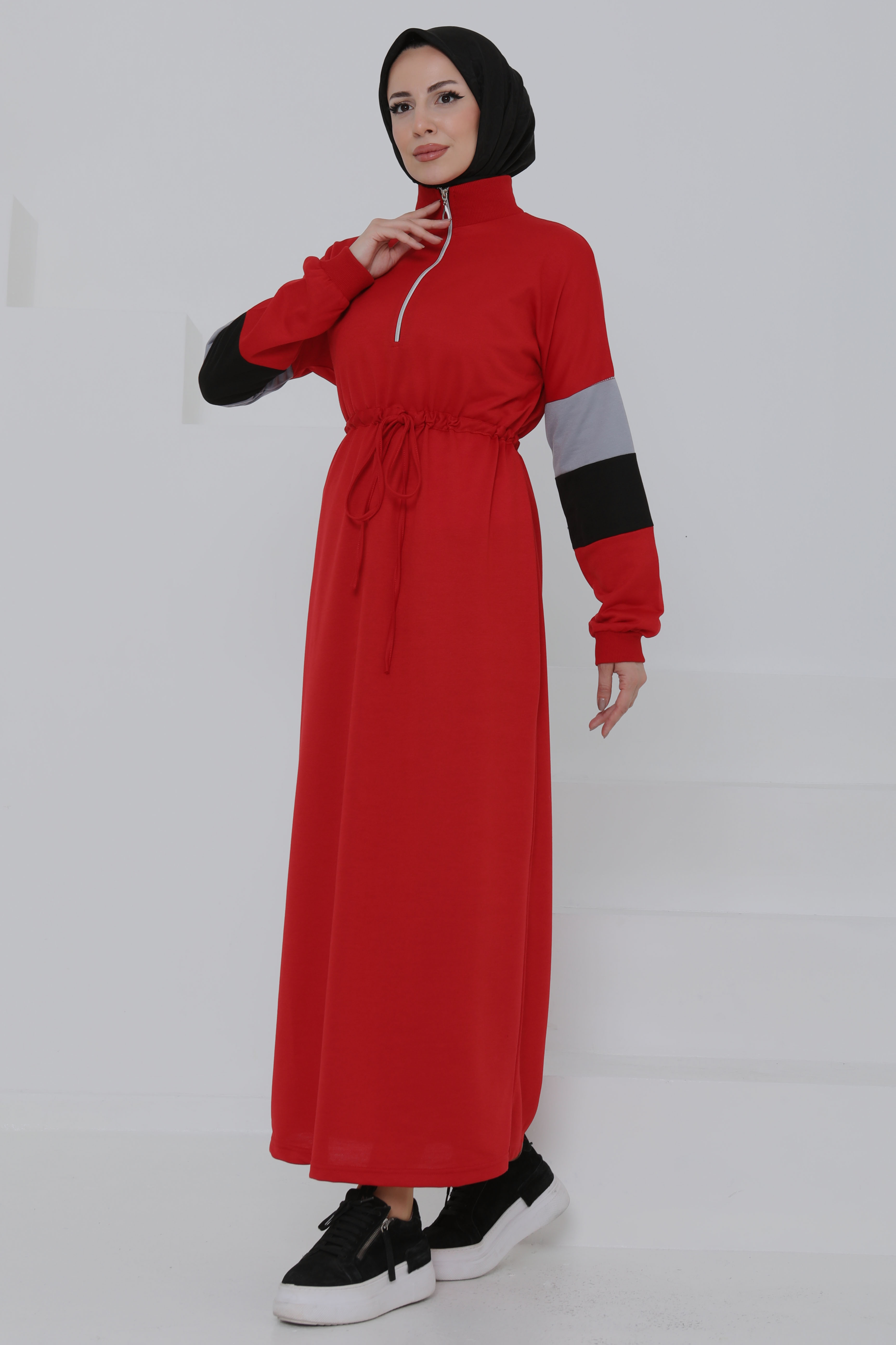 Garnili Fermuarlı Elbise - 27047 - 4